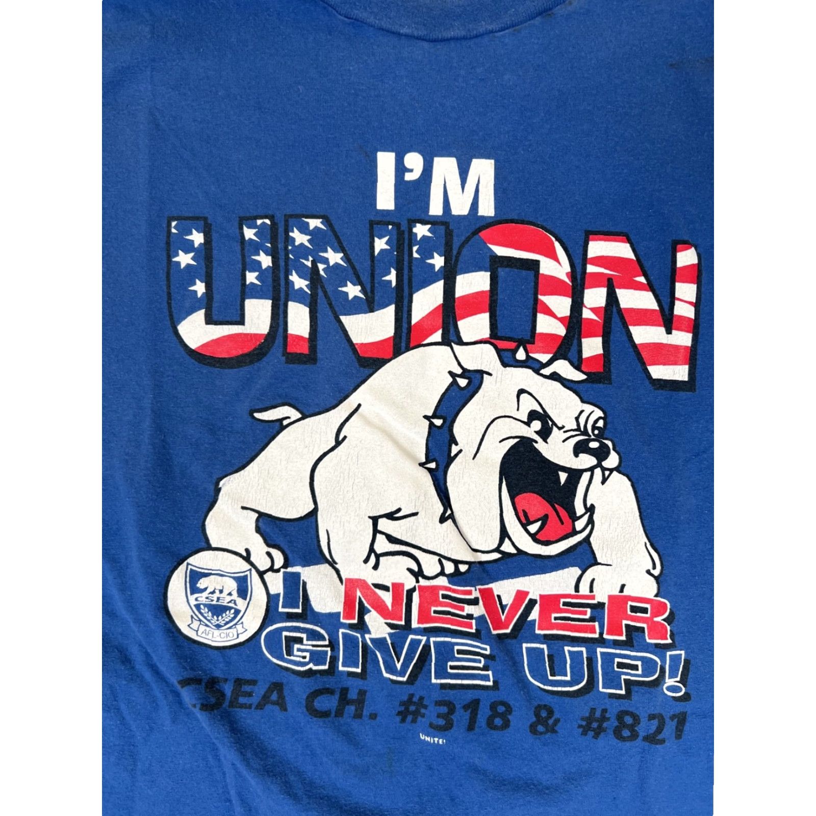 Vintage VINTAGE Union Line Shirt T-Shirt XL Men Blue Cotton Crew Neck Short Sleeve Dog School California CSEA River Dogs 1990s Mens Size US XL / EU 56 / 4 - 2 Thumbnail
