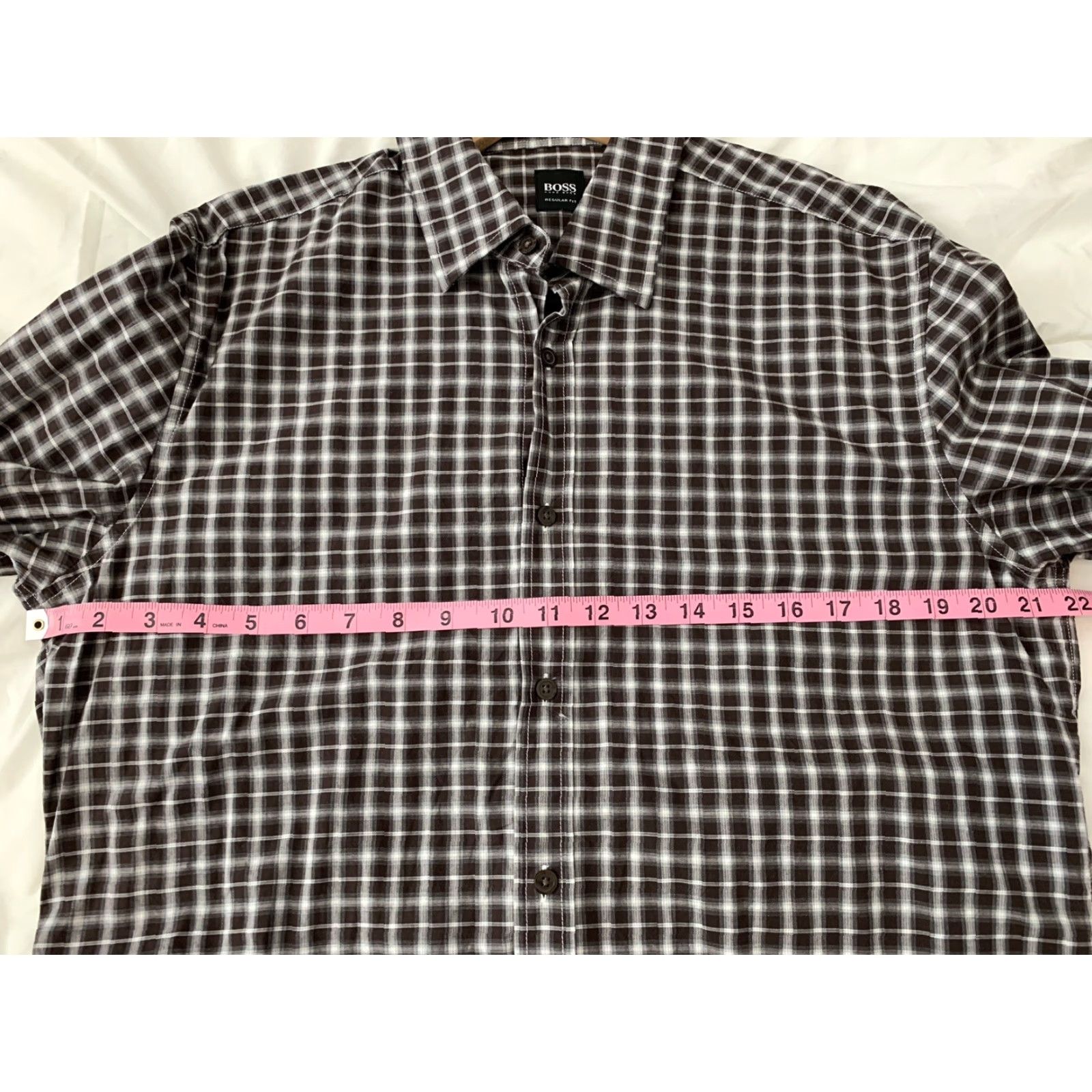 Hugo Boss HUGO BOSS Shirt Button-Up Long Sleeve Plaid Brown Large Regular Mens L Size US L / EU 52-54 / 3 - 4 Thumbnail