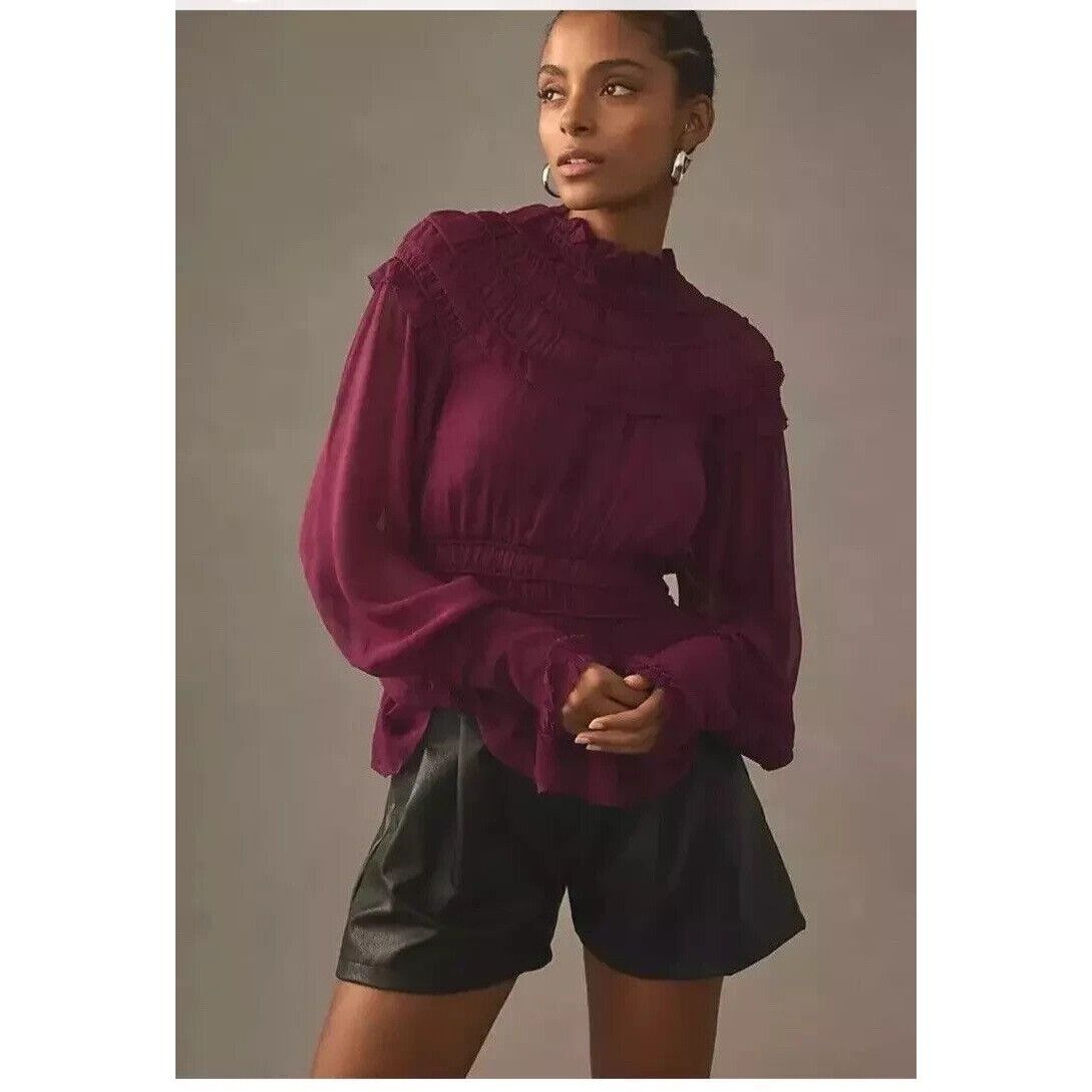 Farm Rio Farm Rio Burgundy Ruffled Blouse Size S NWT MSPR 185 Size S / US 4 / IT 40 - 1 Thumbnail