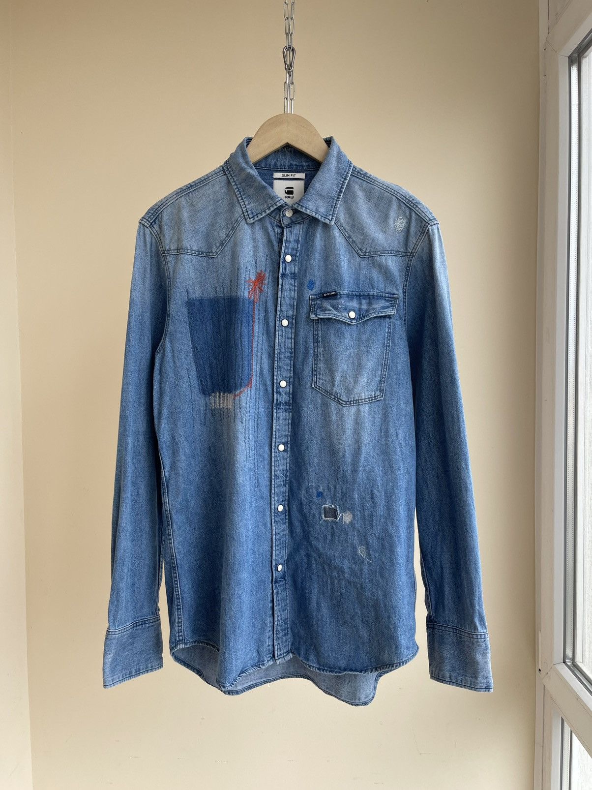 G-Star Raw 3301 Slim Fit Color Restored Denim Long Sleeve Shirt Size US L / EU 52-54 / 3 - 1 Thumbnail