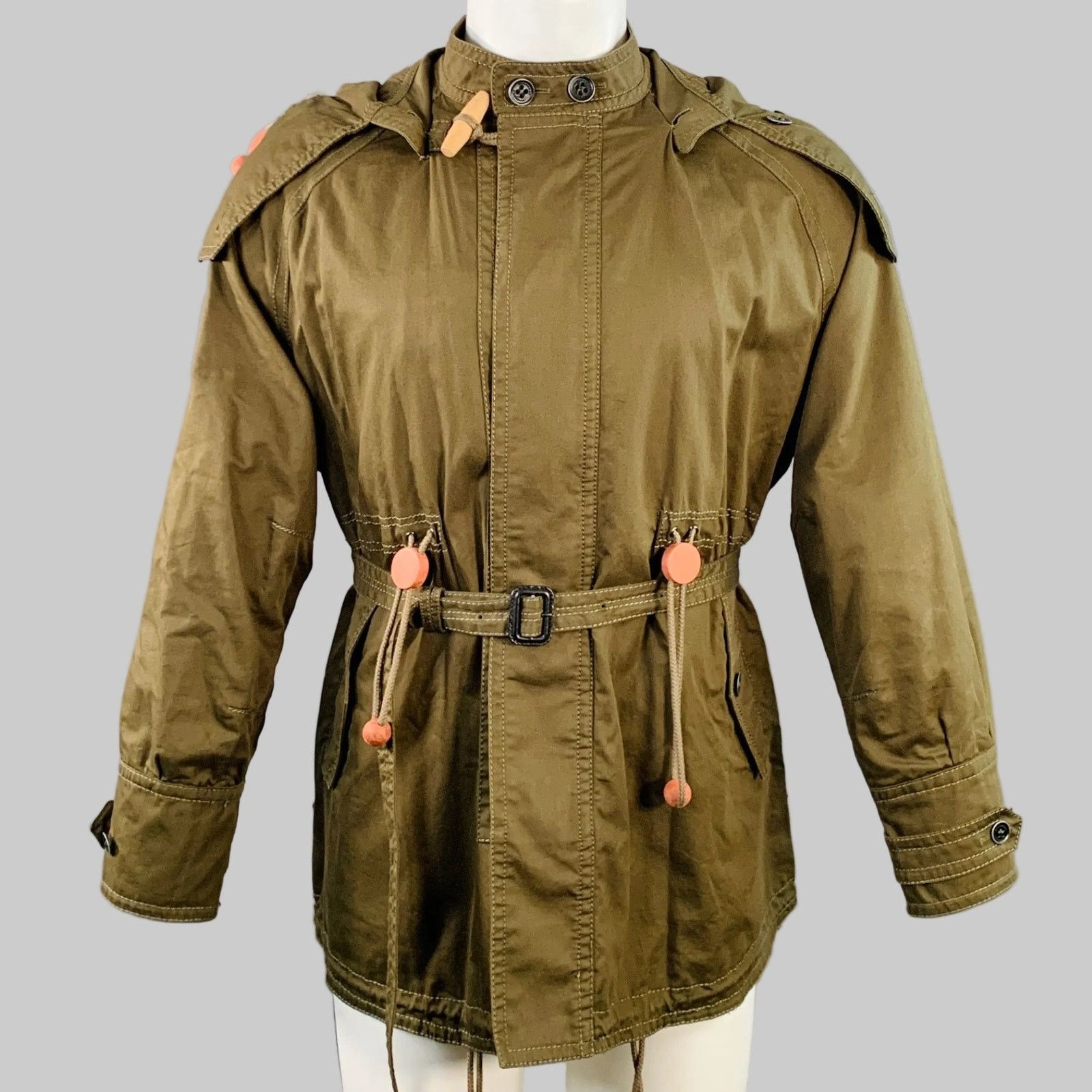 Burberry Prorsum BURBERRY PRORSUM by CHRISTOPHER BAILEY Green Cotton Coat Size US S / EU 44-46 / 1 - 1 Thumbnail