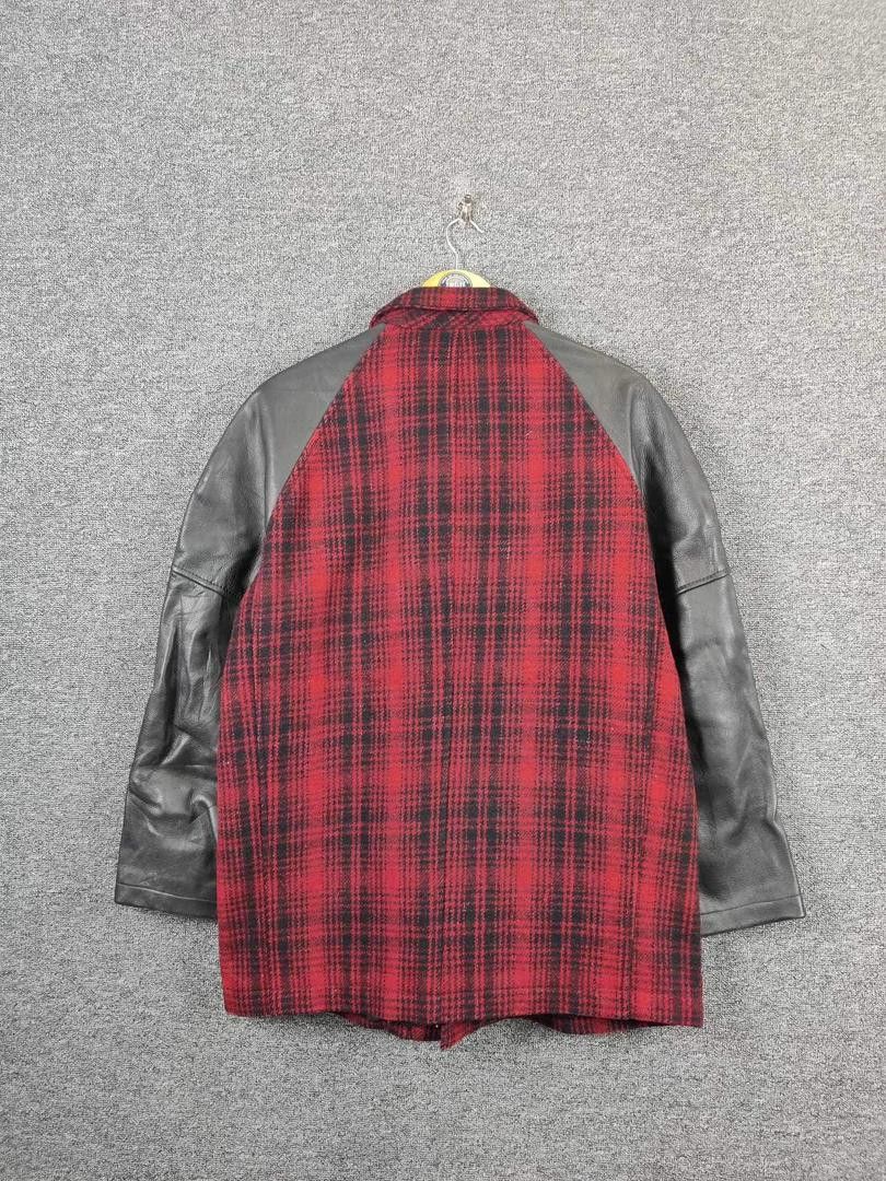 Y's for Men Vintage Y's For Men Yohji Yamamoto Plaid Wool Leather Jacket Size US XL / EU 56 / 4 - 8 Thumbnail
