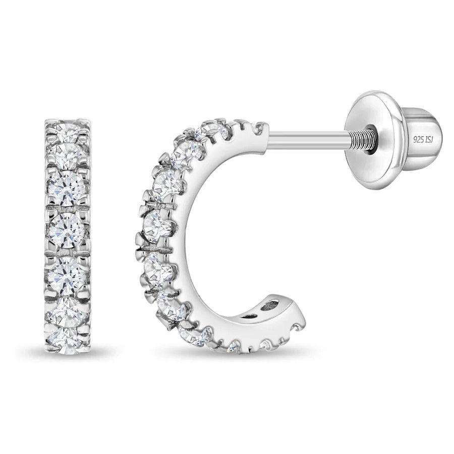 Other Half CZ Hoop Teen Earrings Size ONE SIZE - 1 Thumbnail
