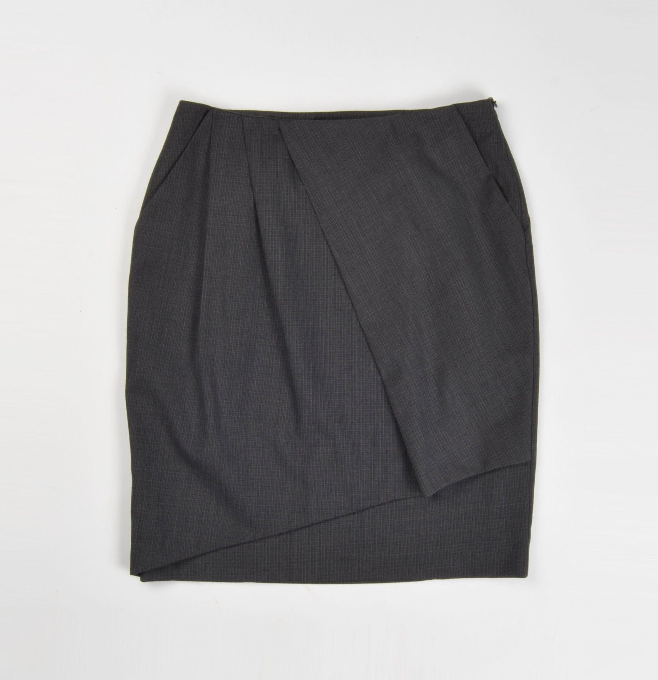 Weekend Max Mara Max Mara Grey Wool Blend Draped Pencil Skirt Size 28" / US 6 / IT 42 - 4 Thumbnail