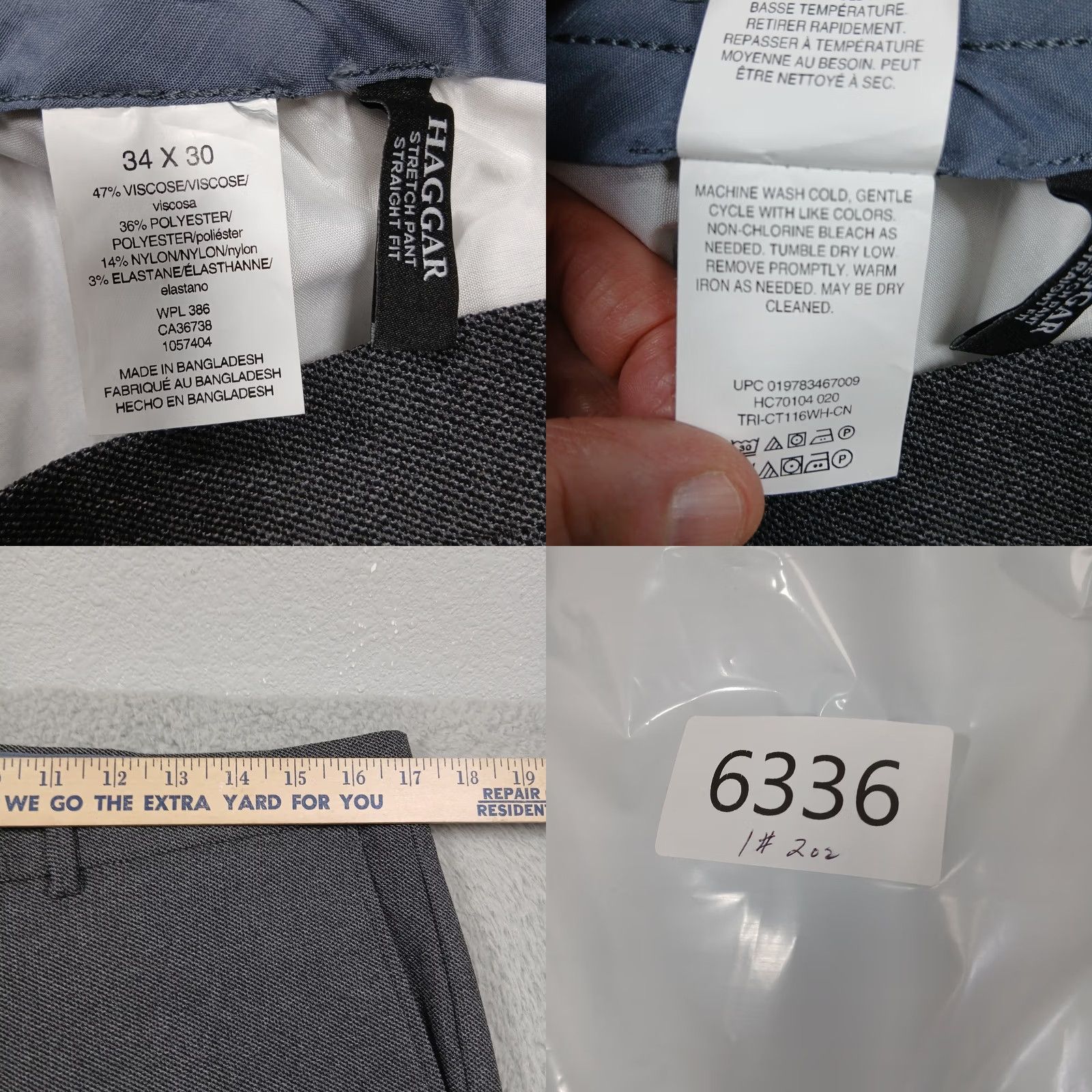 Haggar Haggar Men's Gray Stretch Straight Fit Dress Pants 34x30 NWT Size US 34 / EU 50 - 8 Thumbnail