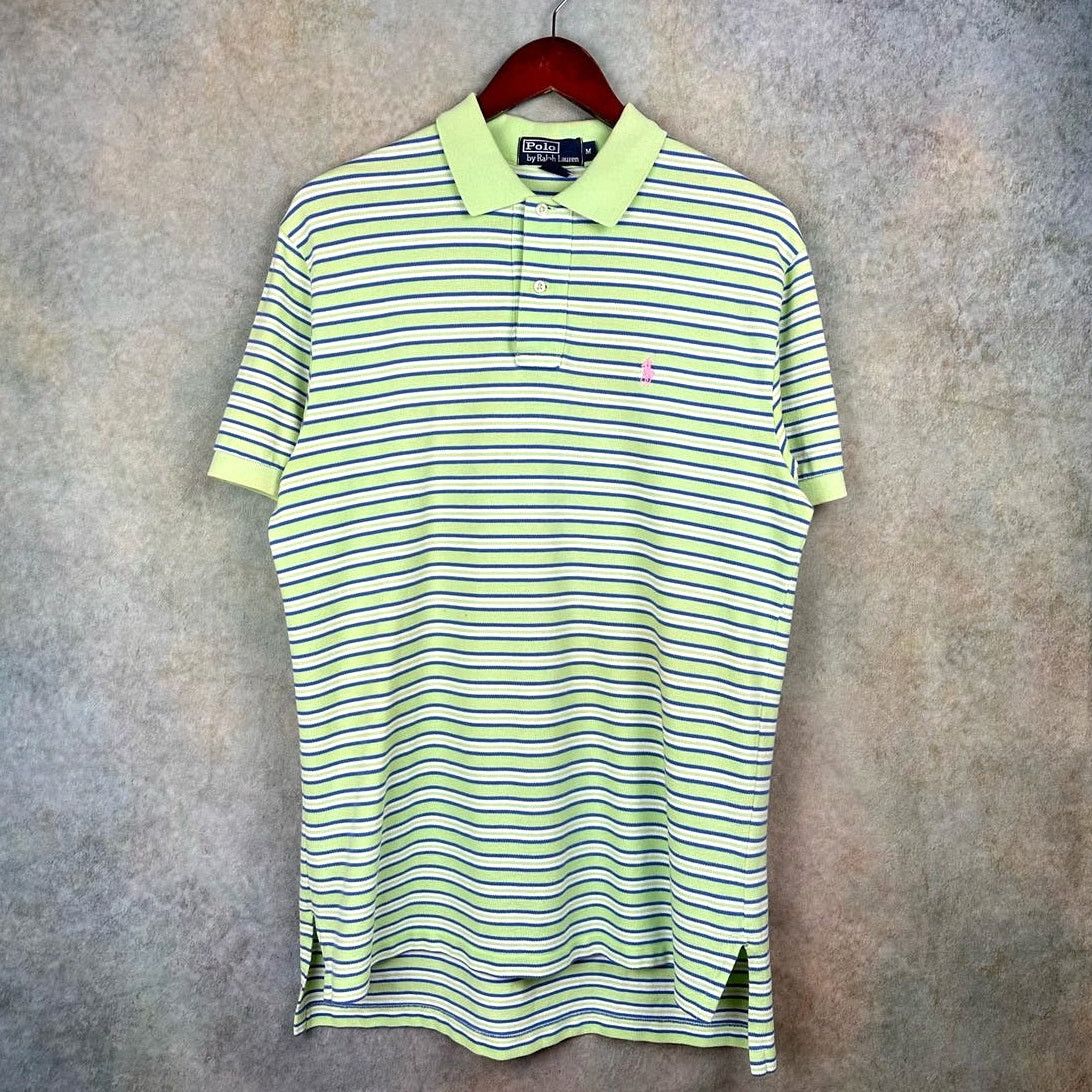 Polo Ralph Lauren × Vintage Vintage Polo Ralph Lauren Striped Polo Shirt Sz M Green Size US M / EU 48-50 / 2 - 2 Thumbnail