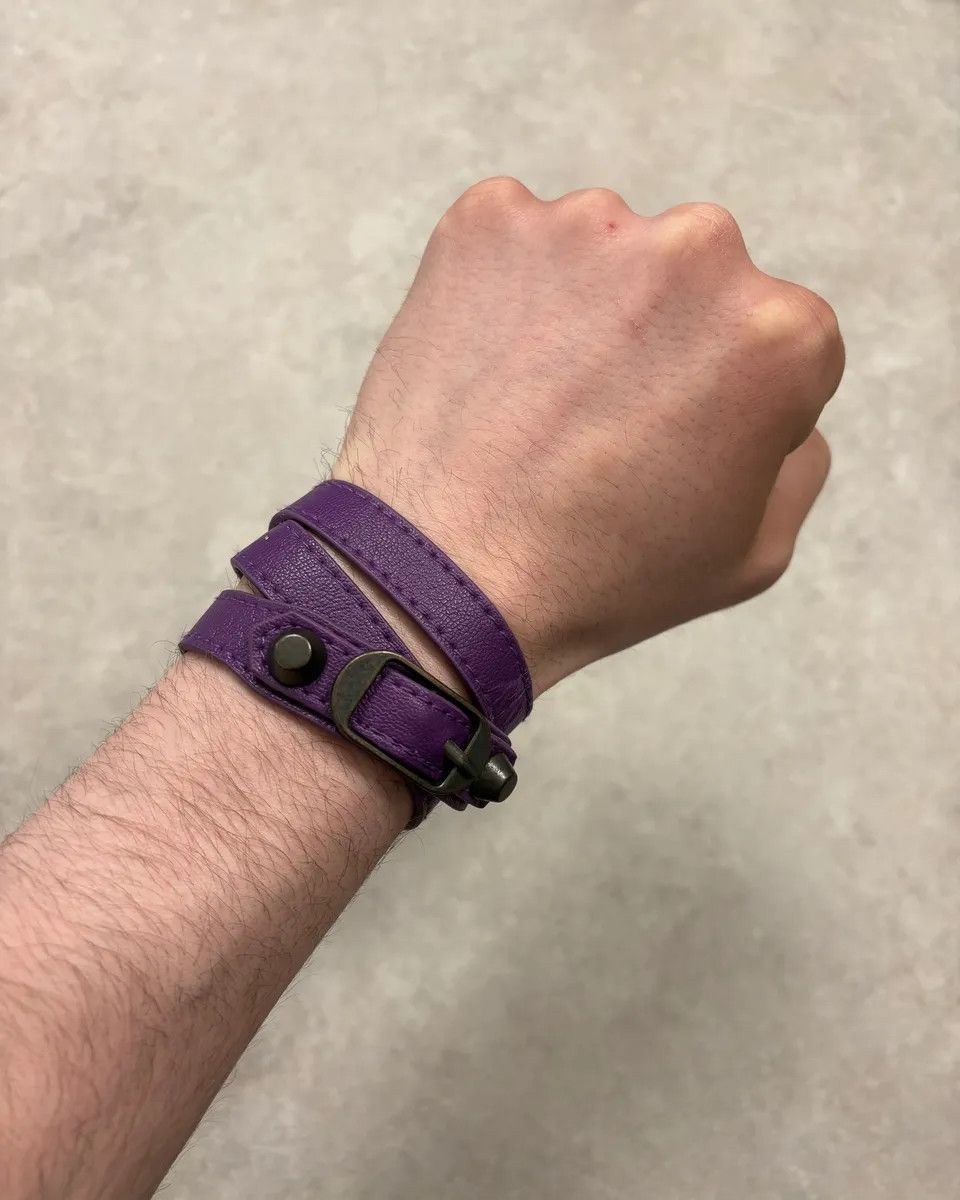 Balenciaga Balenciaga City Purple Studded Leather Bracelet Size ONE SIZE - 1 Thumbnail