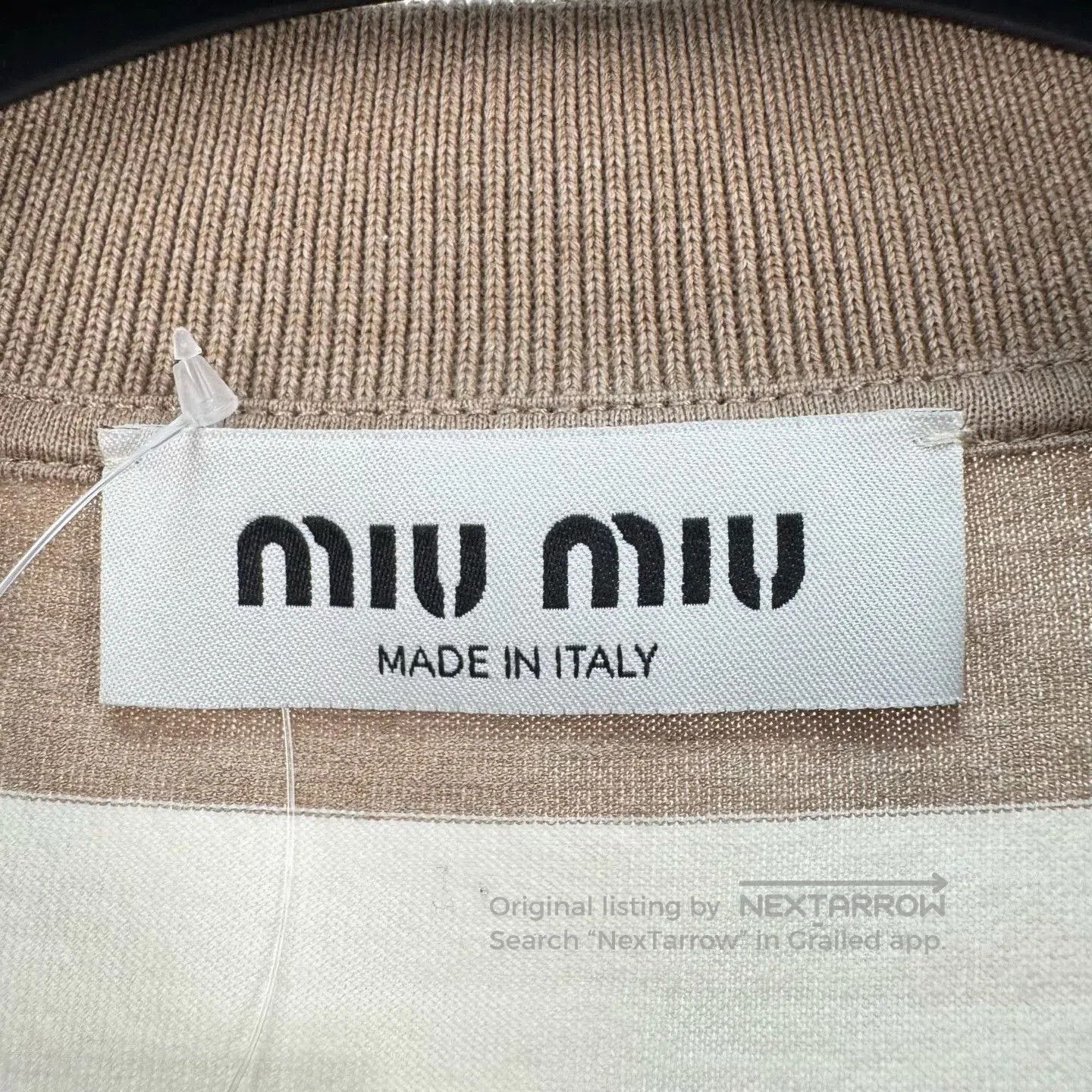 Miu Miu Miu Miu 25SS Beige Stripe Embroidered Polo. Size S / US 4 / IT 40 - 5 Thumbnail