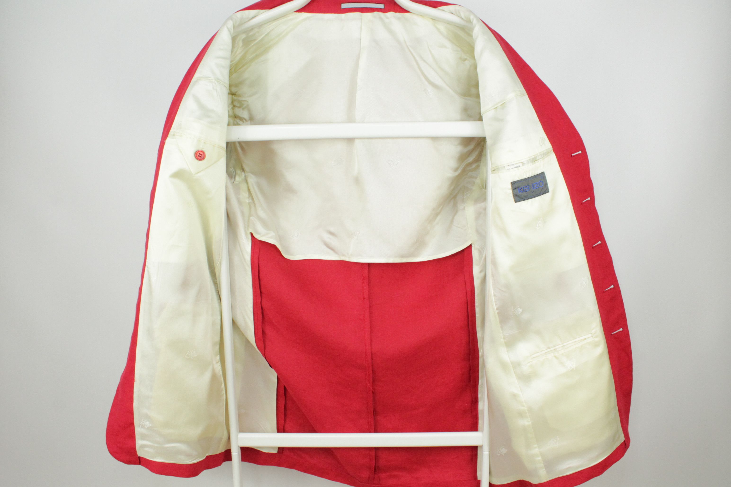 Vintage Kenzo Homme Red Linen 5BTN Blazer Jacket Men's