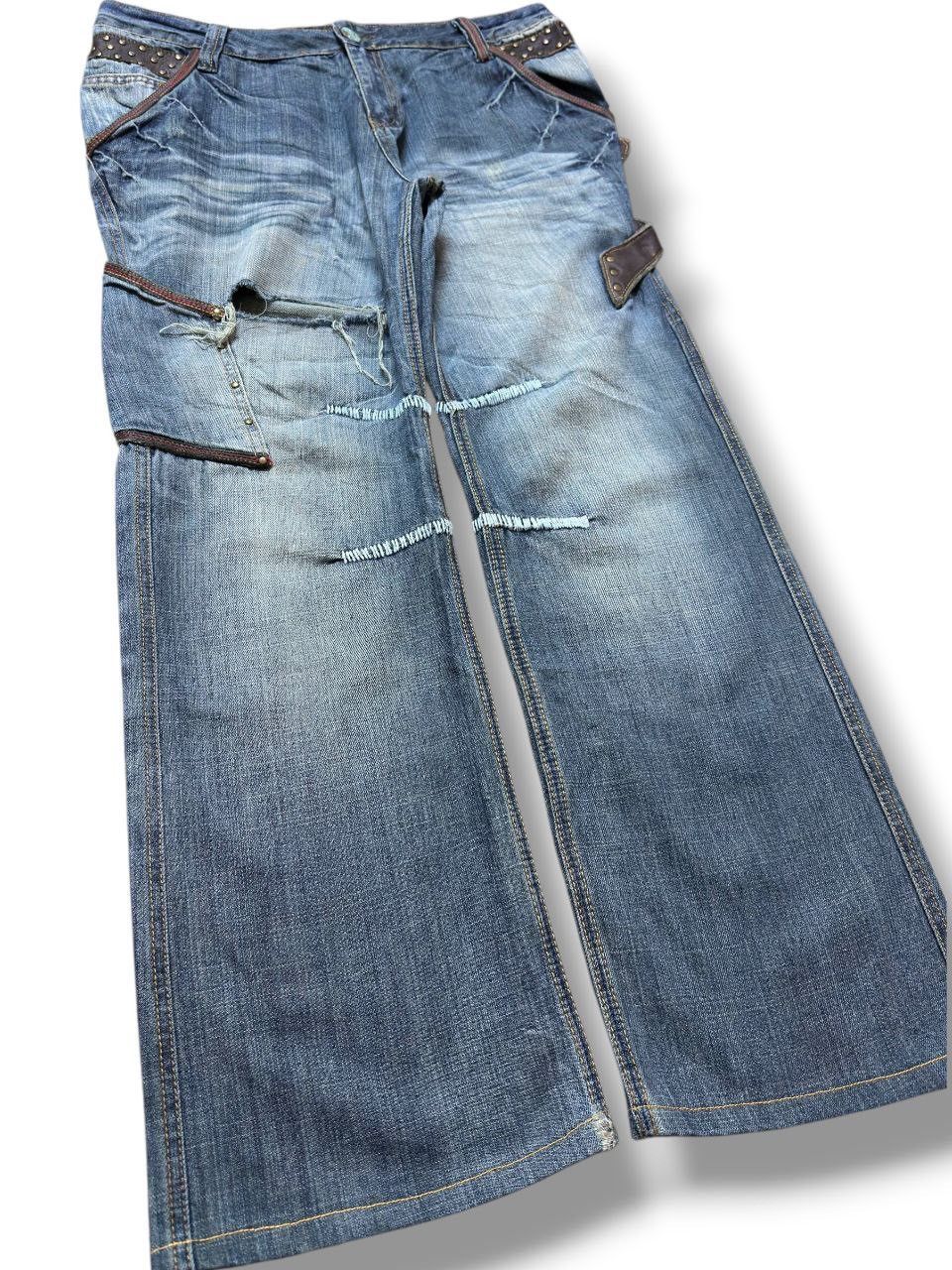 Drake Vintage Twenty Works Strap Leather Snake Studded Denim Size US 36 / EU 52 - 3 Thumbnail