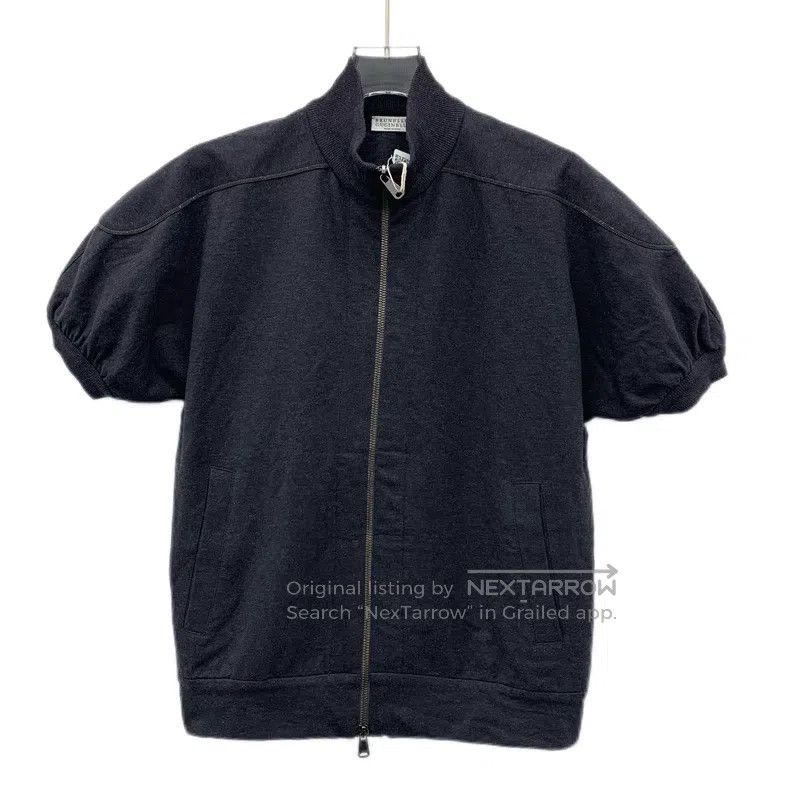 Brunello Cucinelli Brunello Cucinelli Black sequined cotton short-sleeve zip- Size M / US 6-8 / IT 42-44 - 1 Thumbnail