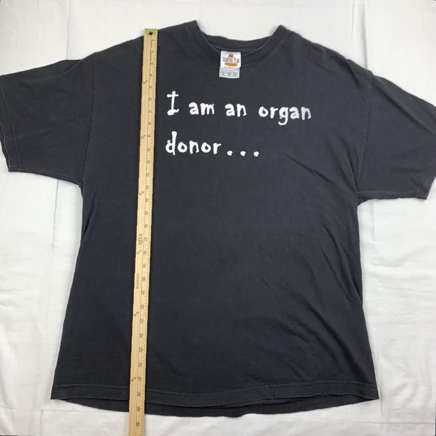 Vintage VINTAGE Diamond Star Jesus Shirt Adult XL Black I Am An Organ Donor Gave Heart To Jesus 90s Concert Mens XL Size US XL / EU 56 / 4 - 4 Thumbnail