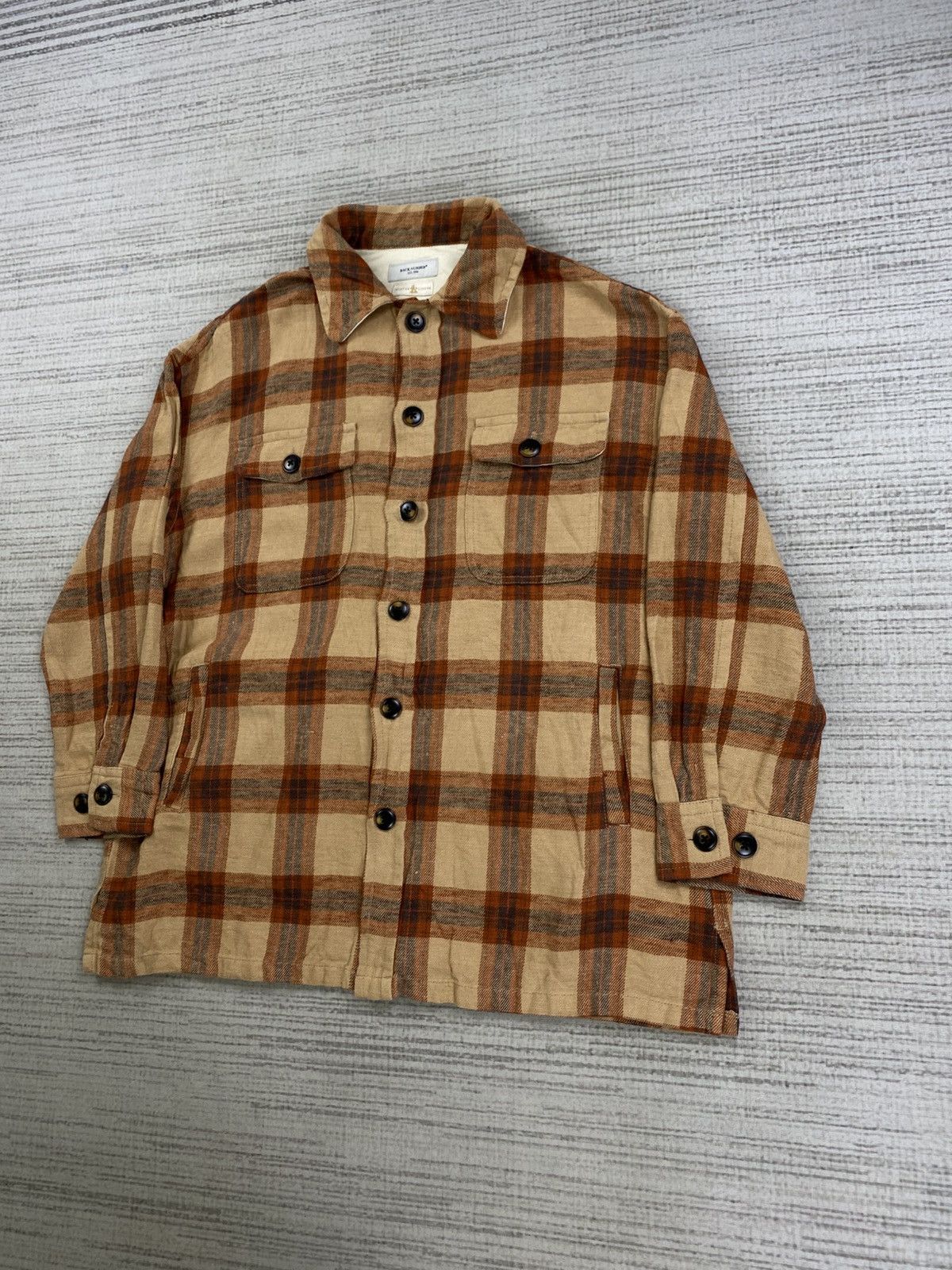 Flannel × Japanese Brand × Vintage Vintage Back Number Brown Checked Flannel Size US L / EU 52-54 / 3 - 4 Thumbnail