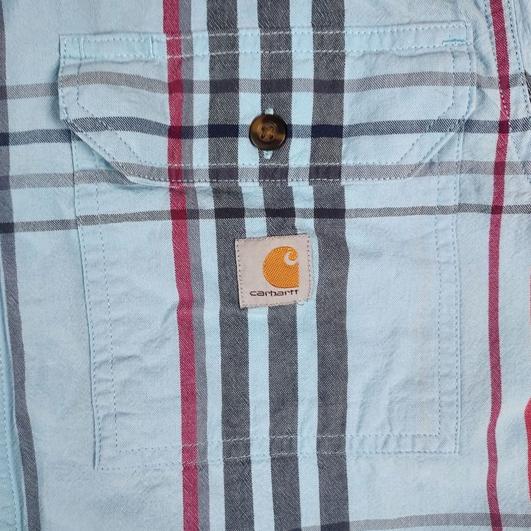 Carhartt VINTAGE Carhartt Shirt Mens Small Blue Plaid Short Sleeve Button Front 100% Cotton Relaxed Fit Pocketed Button-Down Collar Size US S / EU 44-46 / 1 - 3 Thumbnail
