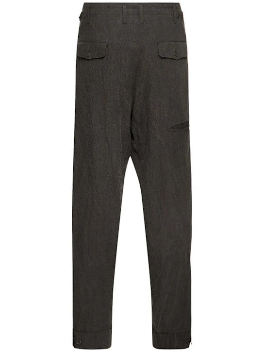 Yohji Yamamoto o1lsvrm0525 Slim Fit Linen Pants in Black/White Size US 36 / EU 52 - 2 Thumbnail