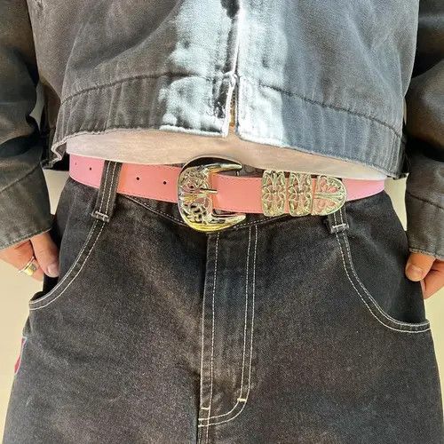 Other vintage buckle pink american western design belt Size ONE SIZE - 1 Thumbnail