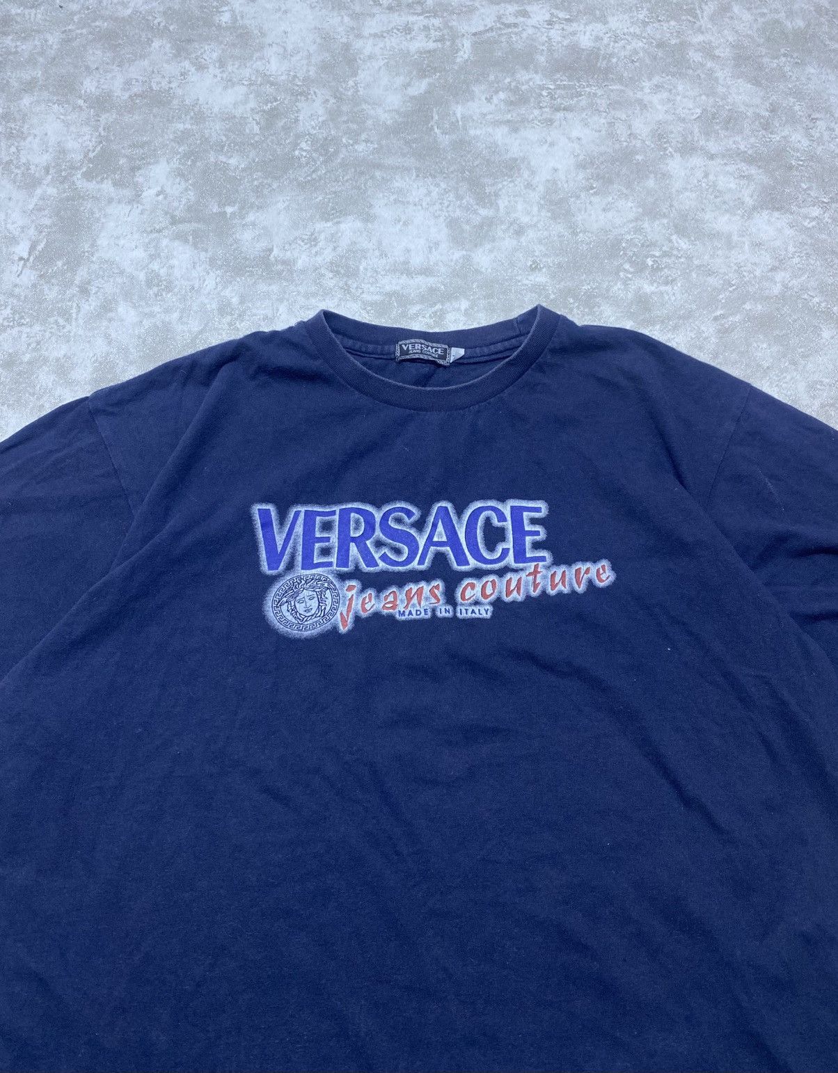 Versace Vintage Y2K Versace Jeans Couture Big Logo T-Shirt Navy Blue Size US L / EU 52-54 / 3 - 2 Thumbnail