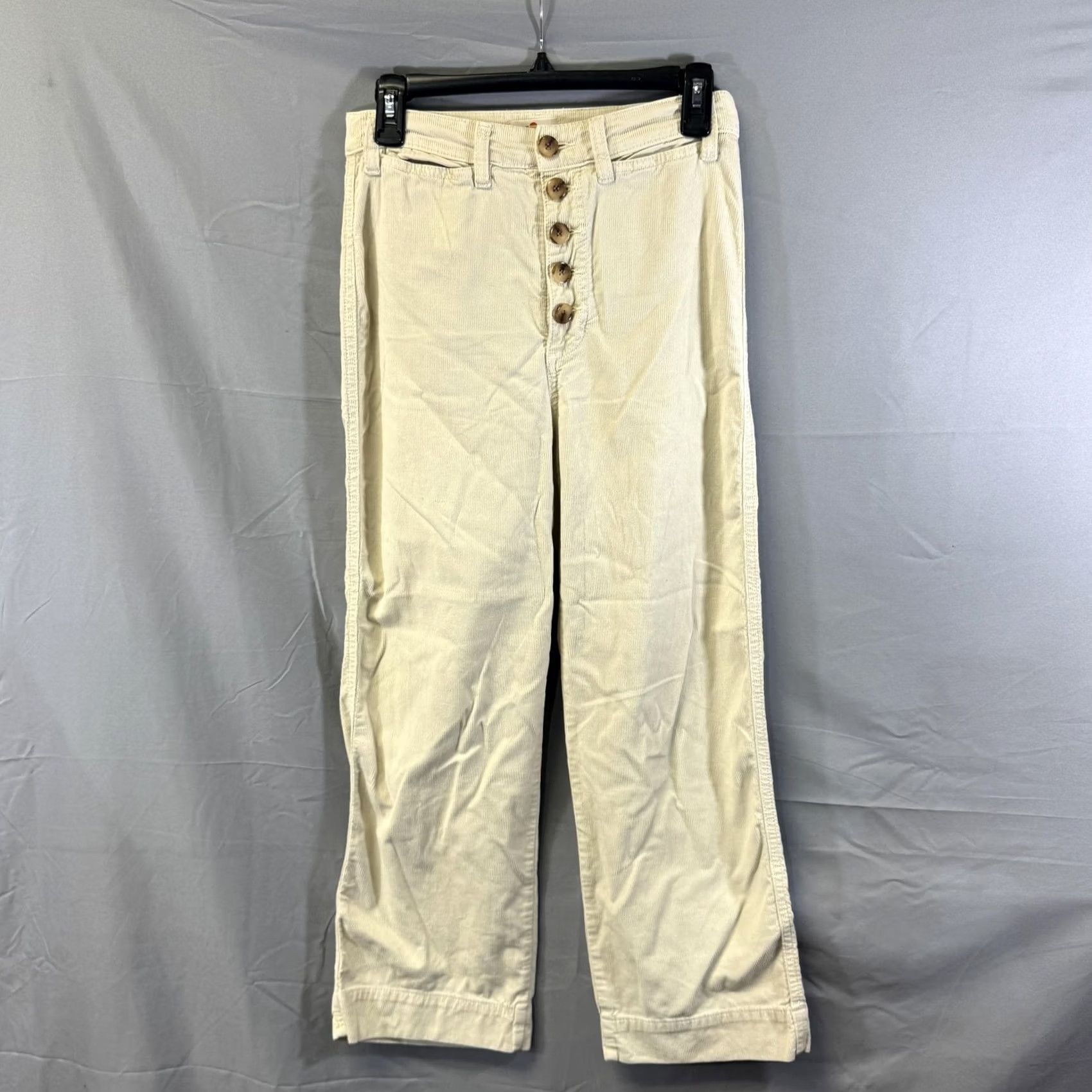 Marine Layer Marine Layer Pants Womens 8 Cream Beige Corduroy Button Fly Straight Leg Casual Womens Size 30" / US 8 / IT 44 - 2 Thumbnail