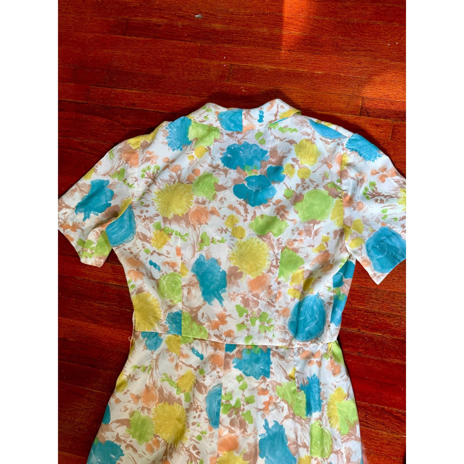 Vintage Vintage 50's 60’s White Blue Scarf Sheath Dress XS Small Size S / US 4 / IT 40 - 6 Thumbnail
