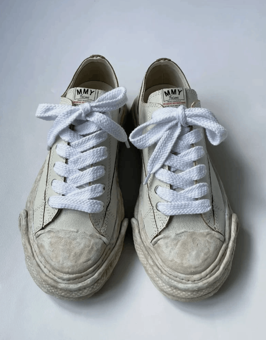 Maison MIHARA YASUHIRO Cream Cracked Leather ‘Peterson’ Sneakers Size US 10 / EU 43 - 6 Thumbnail