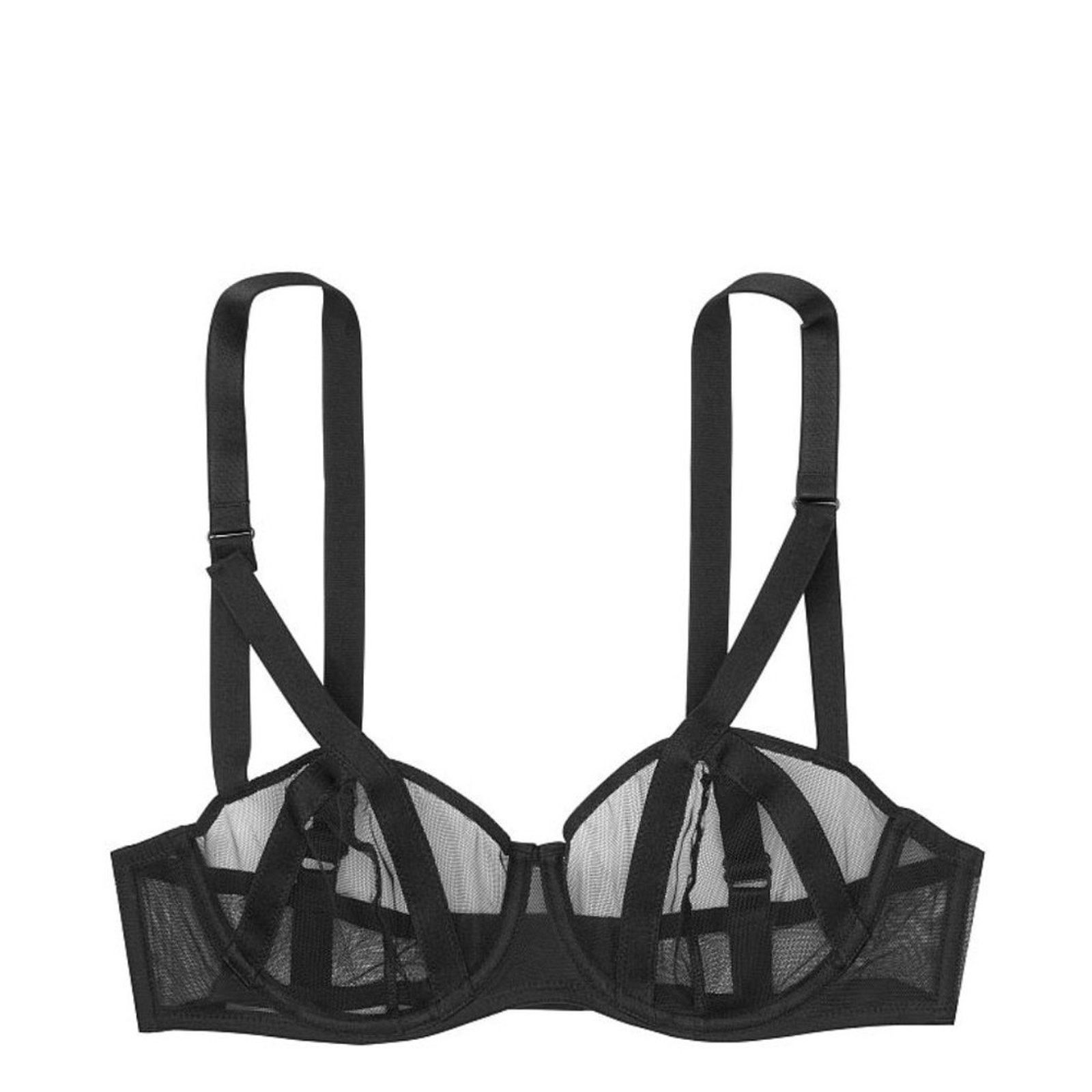 Victoria's Secret Victoria Secret Black Unlined Mesh Balconette Bra Size ONE SIZE - 10 Thumbnail