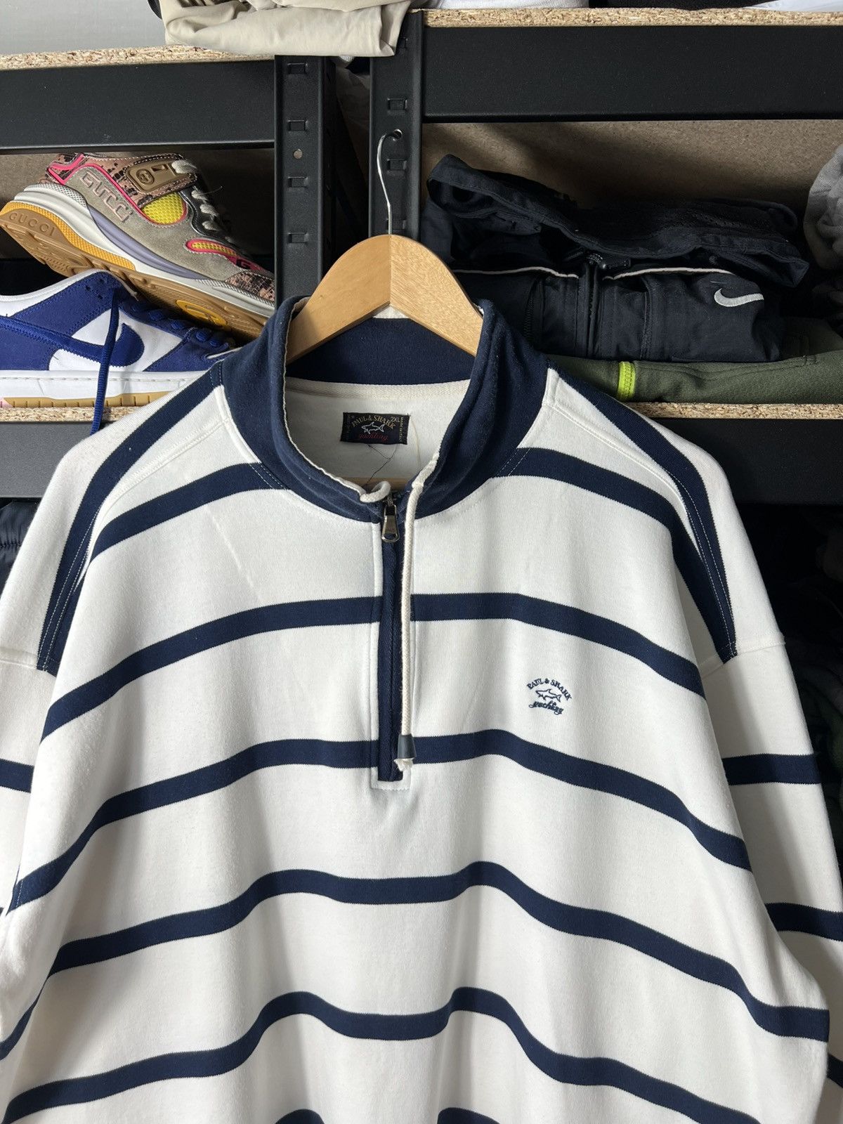 Paul & Shark Vintage Paul & Shark Yachting Striped Rugby Sweater 1/4 Zip Size US XXL / EU 58 / 5 - 2 Thumbnail