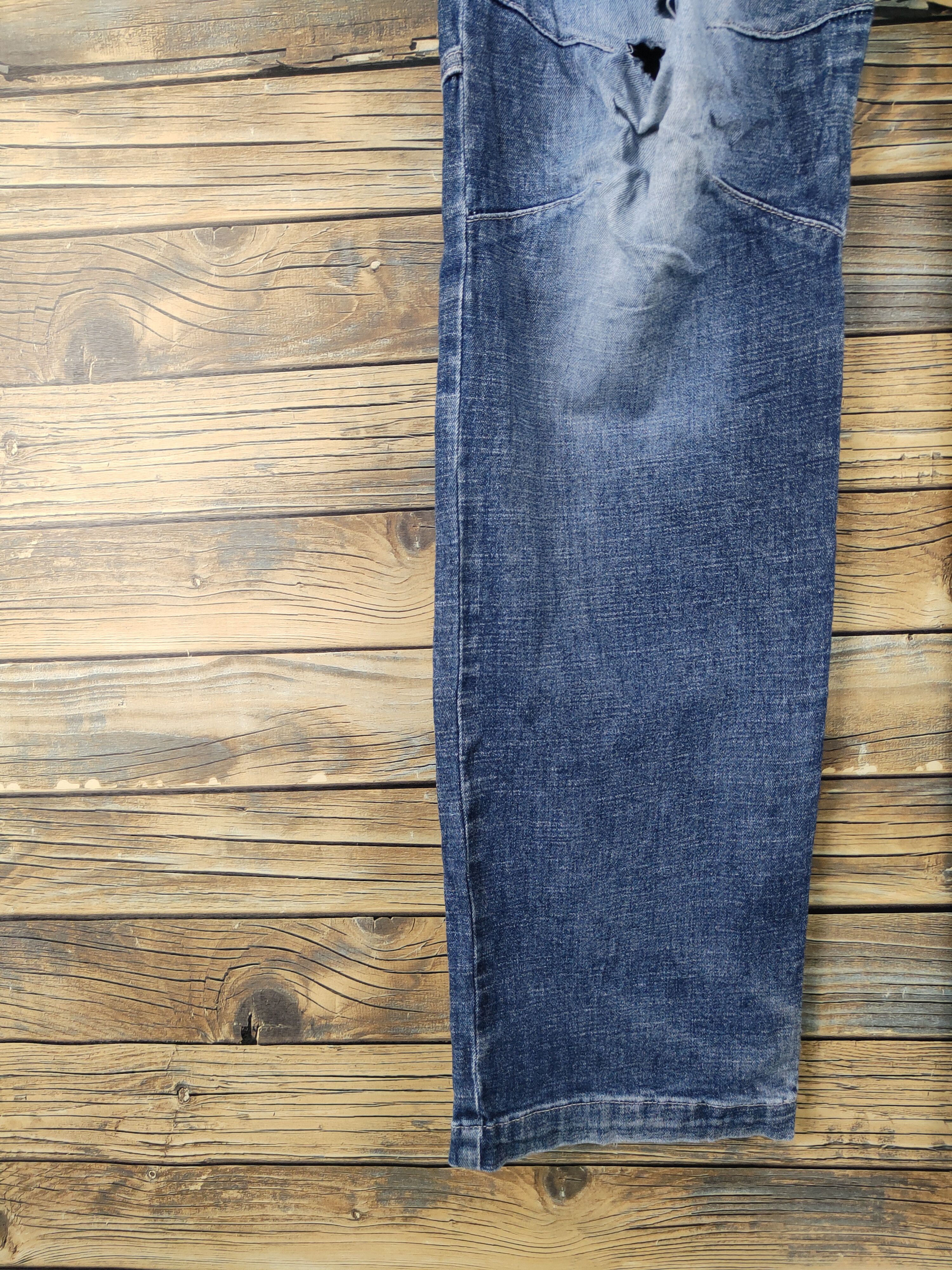 Japanese Brand FieldCore Dark Blue Distressed Ripped cargo Jeans #W1962 Size US 36 / EU 52 - 4 Thumbnail