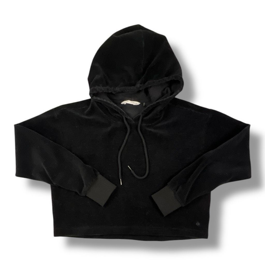 Other Tavi Noir Velour Ribbed Black Semi Cropped Oversized Hoodie Size S / US 4 / IT 40 - 1 Thumbnail