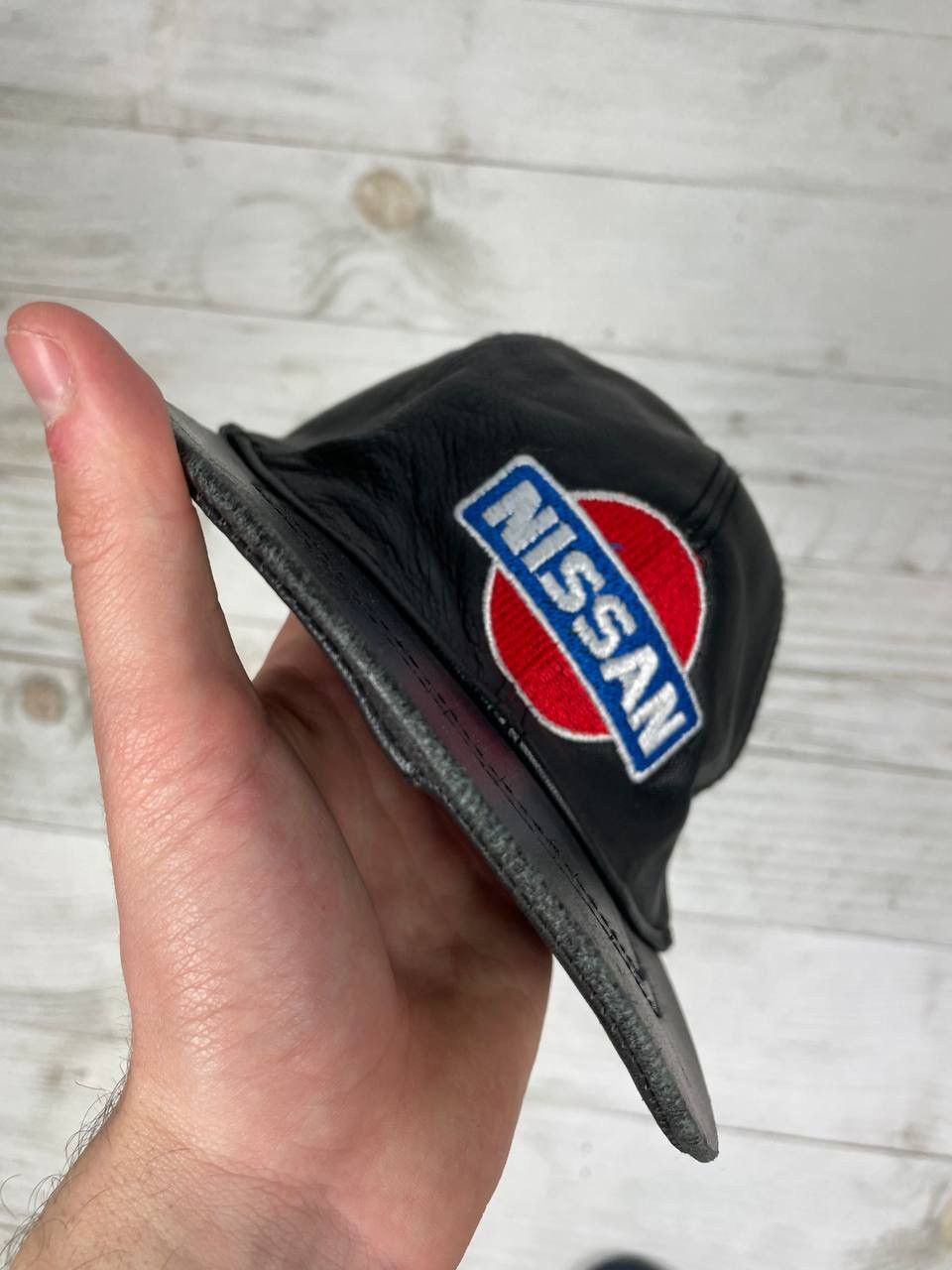 NASCAR Vintage Nissan Racing Leather Cap Big Logo Nascar 90s Size ONE SIZE - 2 Thumbnail