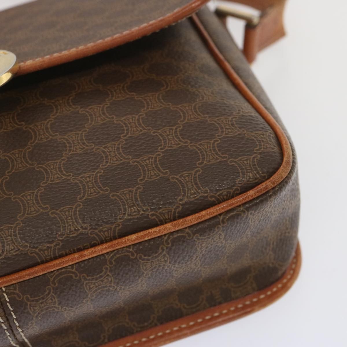 Celine CELINE Macadam Canvas Shoulder Bag Pvc Leather Brown Size ONE SIZE - 11 Thumbnail
