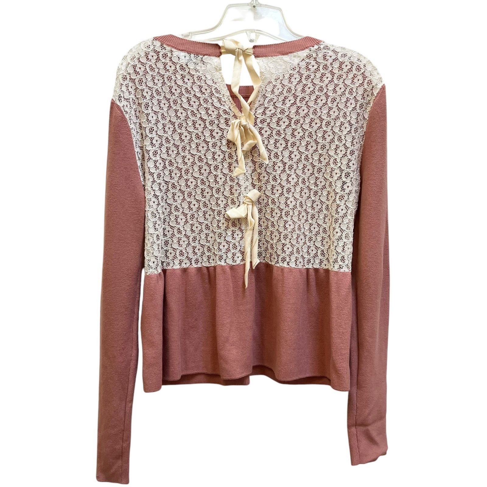 RED Valentino Red Valentino Mauve Rose Lace Tie Back Long Sleeve Top Size S / US 4 / IT 40 - 3 Thumbnail