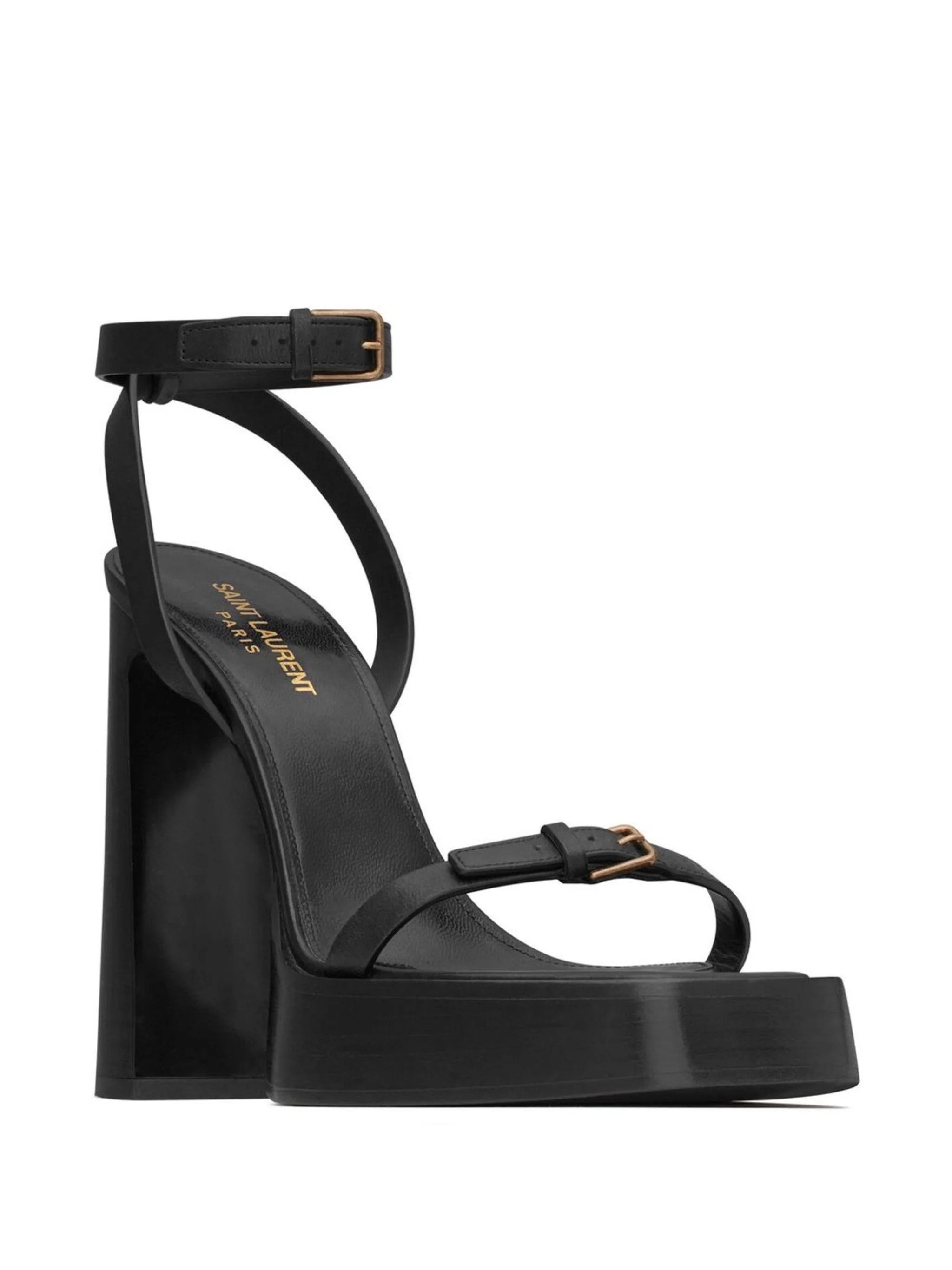 Saint Laurent Paris o1s1wg111024 Platz Platform Sandals Smooth Leather in Black Size US 7 / IT 37 - 2 Thumbnail
