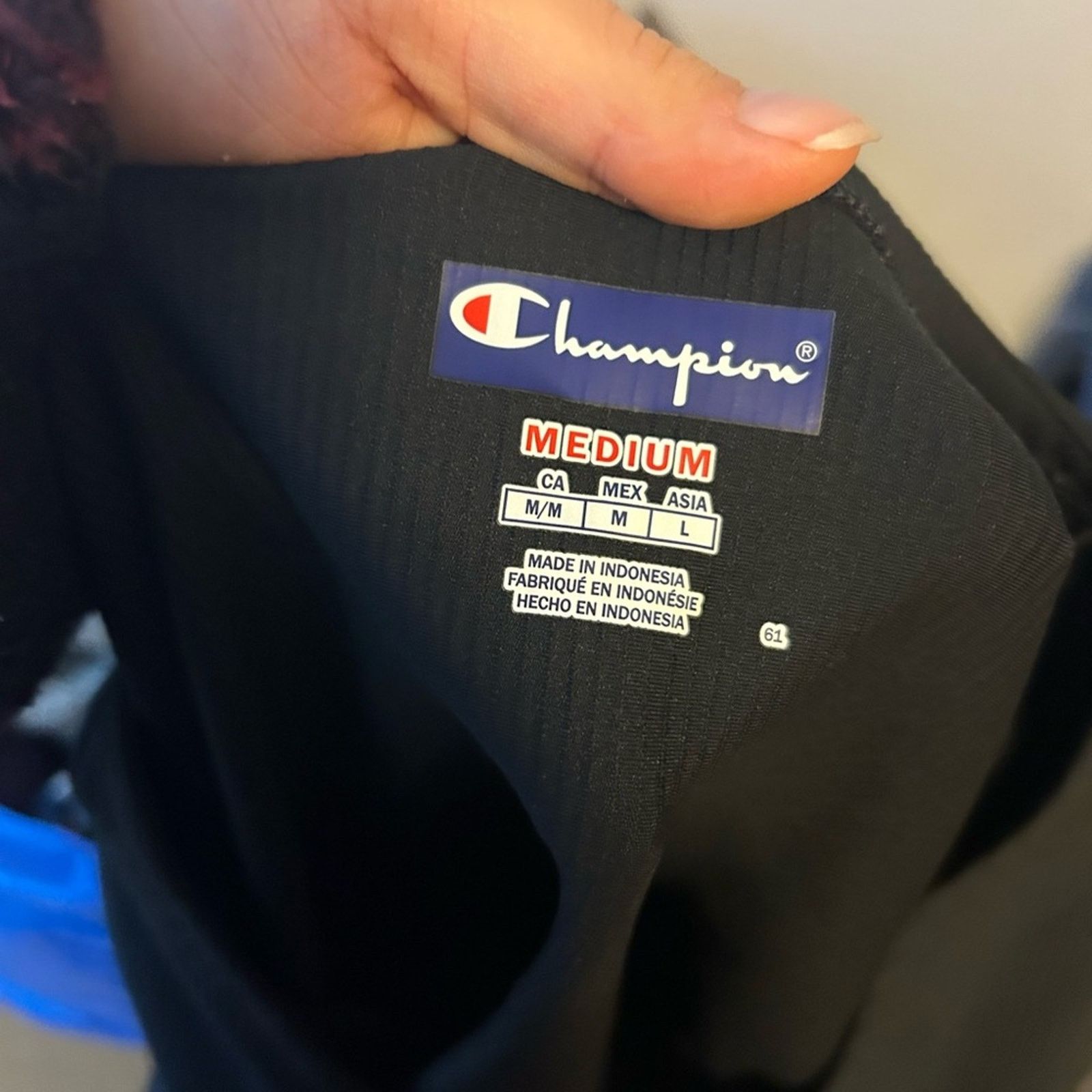 Champion Champion Black Ribbed Cropped Zip Front Active Top Size M / US 6-8 / IT 42-44 - 3 Thumbnail