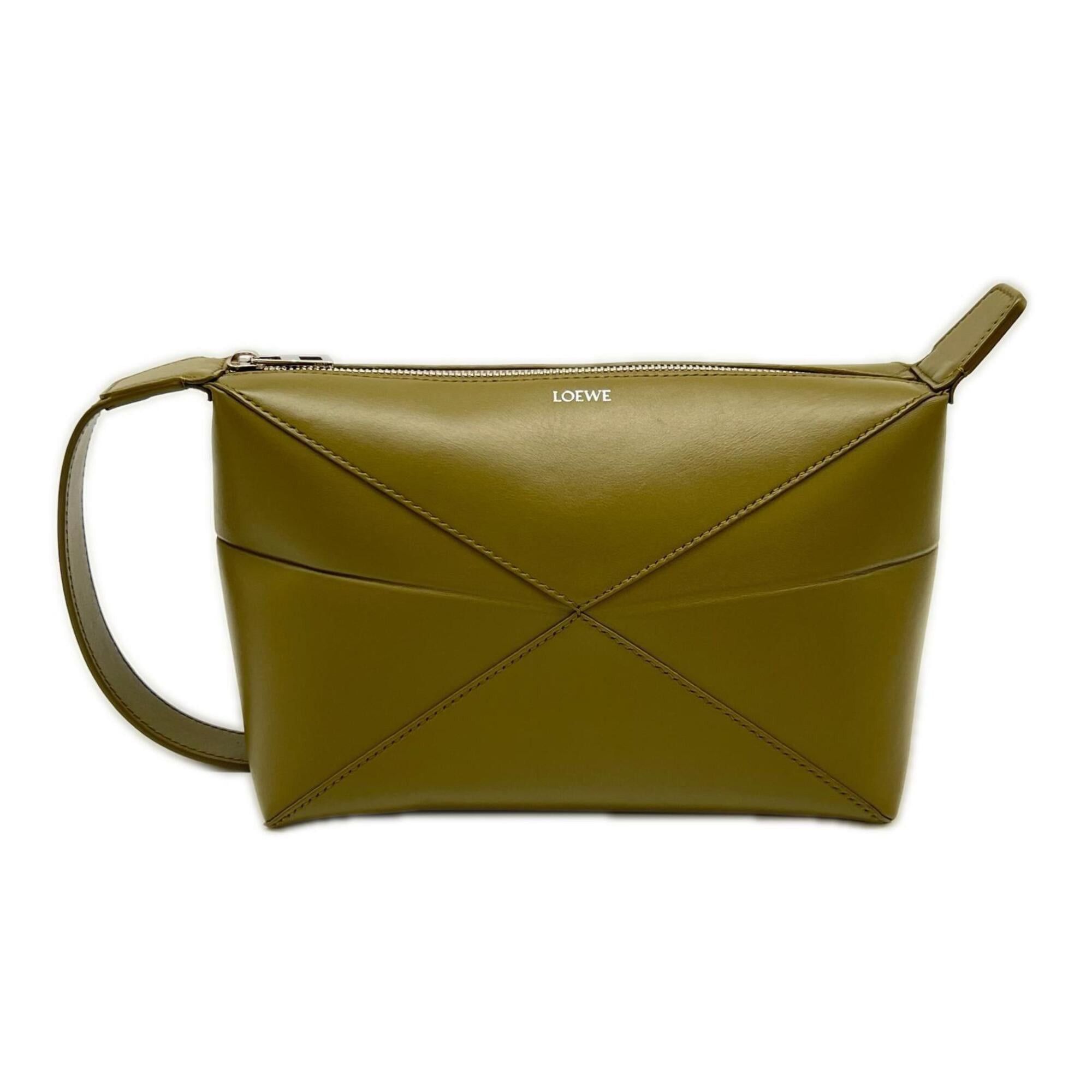Loewe LOEWE Shiny Calfskin Puzzle Fold Wash Bag C510WBPX01 Clutch Khaki Women's Size ONE SIZE - 1 Thumbnail