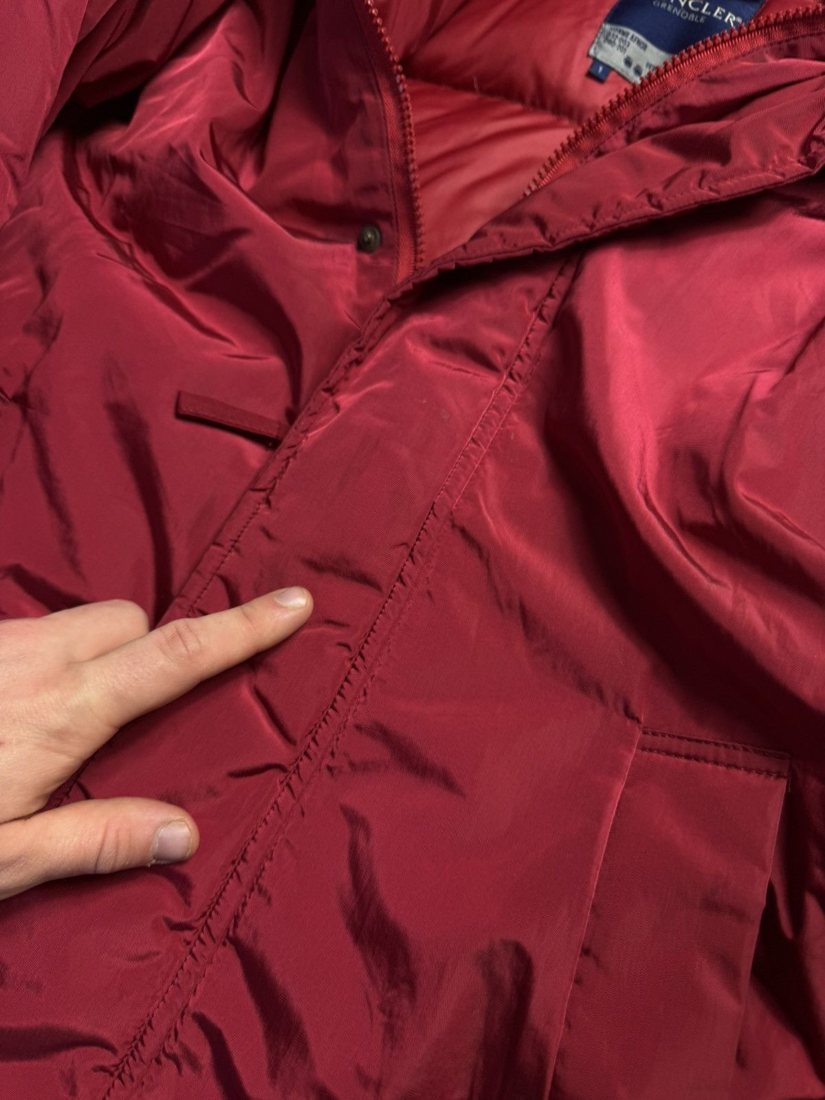 Moncler Vintage Moncler Grenoble Red Long Puffer Jacket Size US XL / EU 56 / 4 - 8 Thumbnail