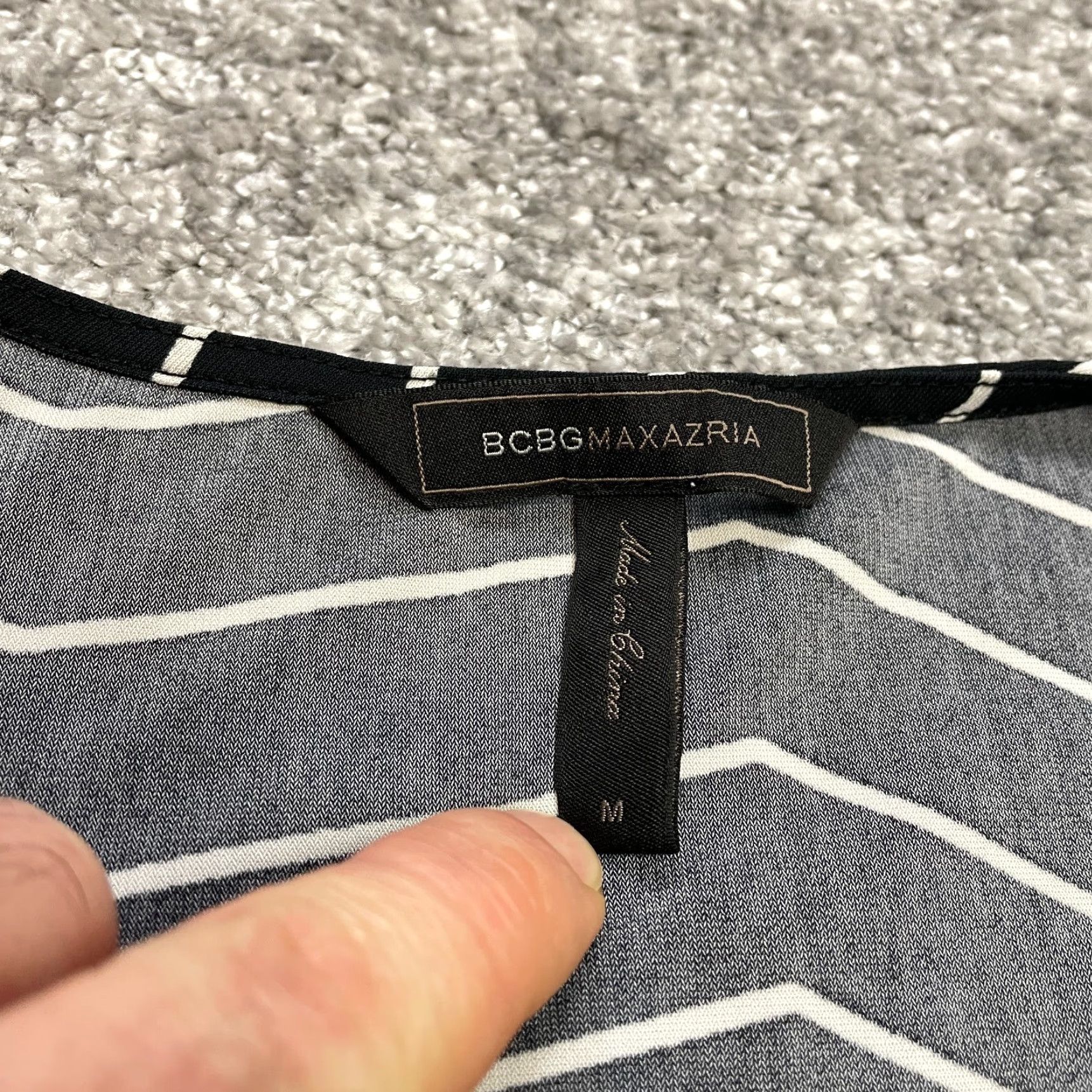Bcbgmaxazria BCBGMAXAZRIA Kimono Duster Belted Striped Gray Black White Womens Medium Jacket Size ONE SIZE - 6 Thumbnail