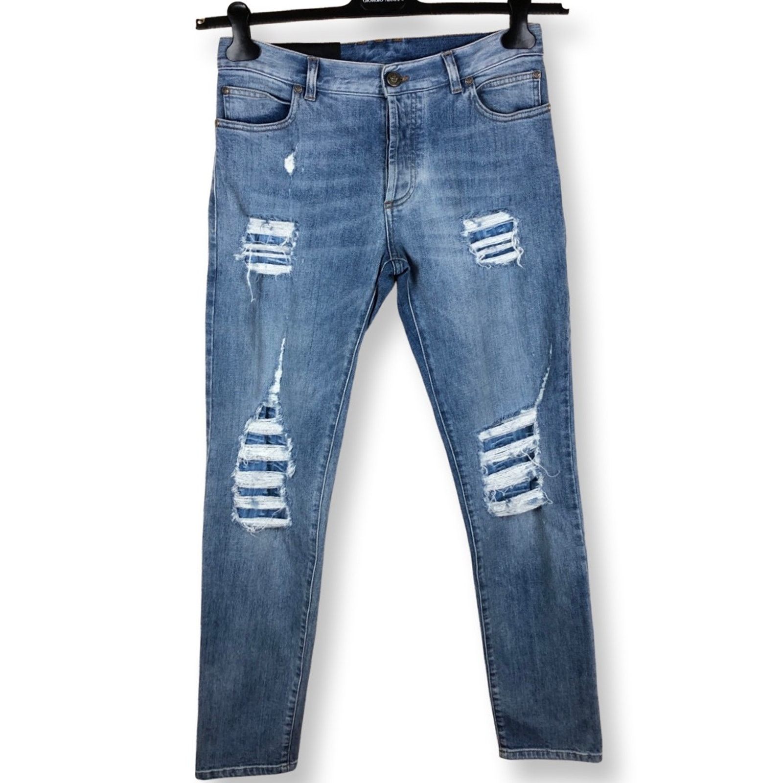 image of Balmain Monogram Jeans in Blue, Men's (Size 30)