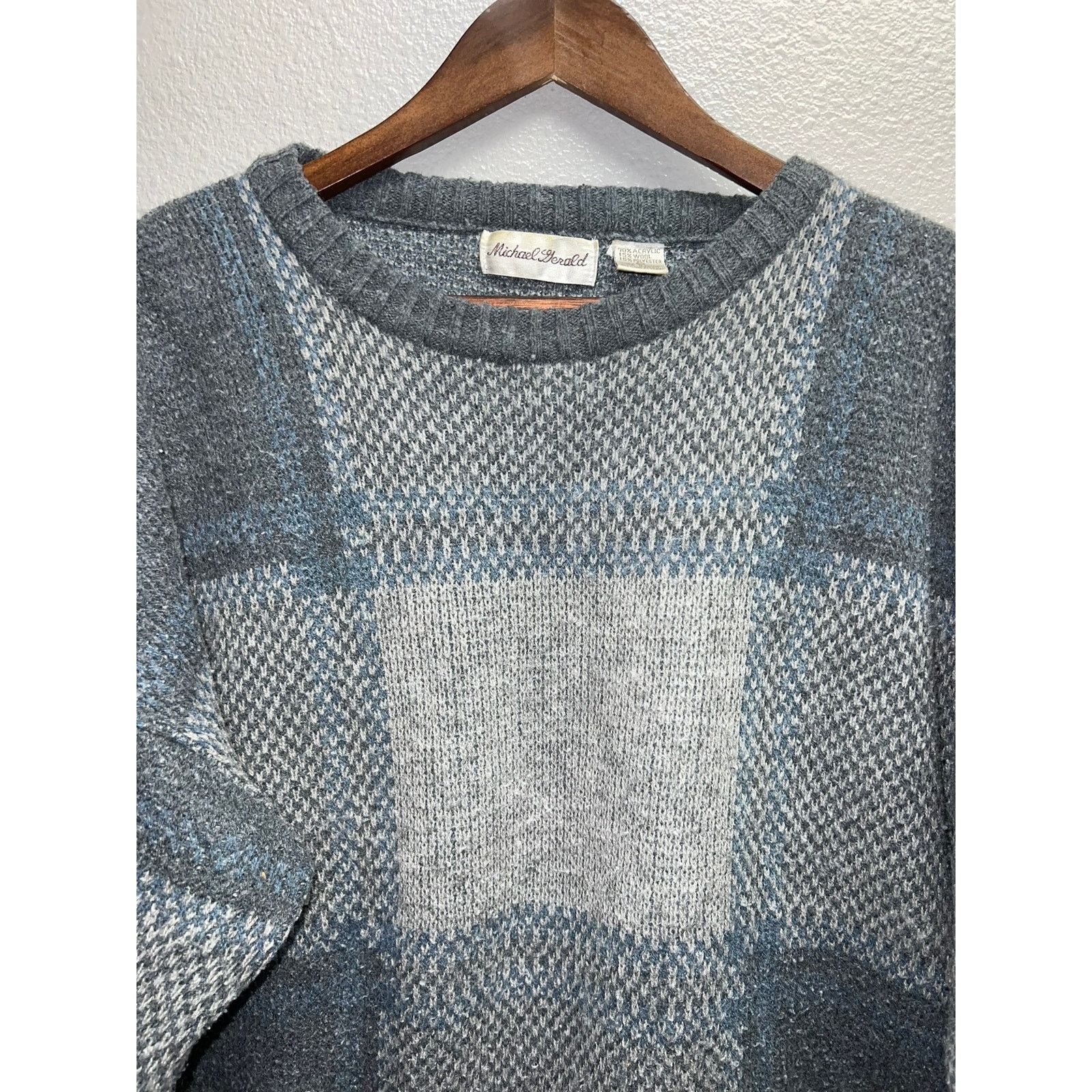 Vintage Vintage Michael Gerald Sweater Gray Blue Pullover 90s XL Size US XL / EU 56 / 4 - 2 Thumbnail