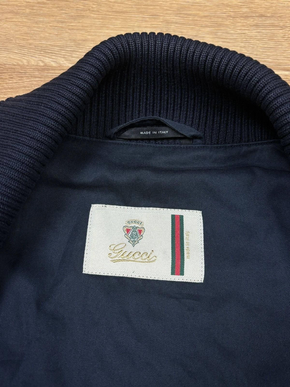 Gucci SS2010 Gucci Navy Cotton & Leather Sleeve Varsity Jacket Size US L / EU 52-54 / 3 - 10 Thumbnail
