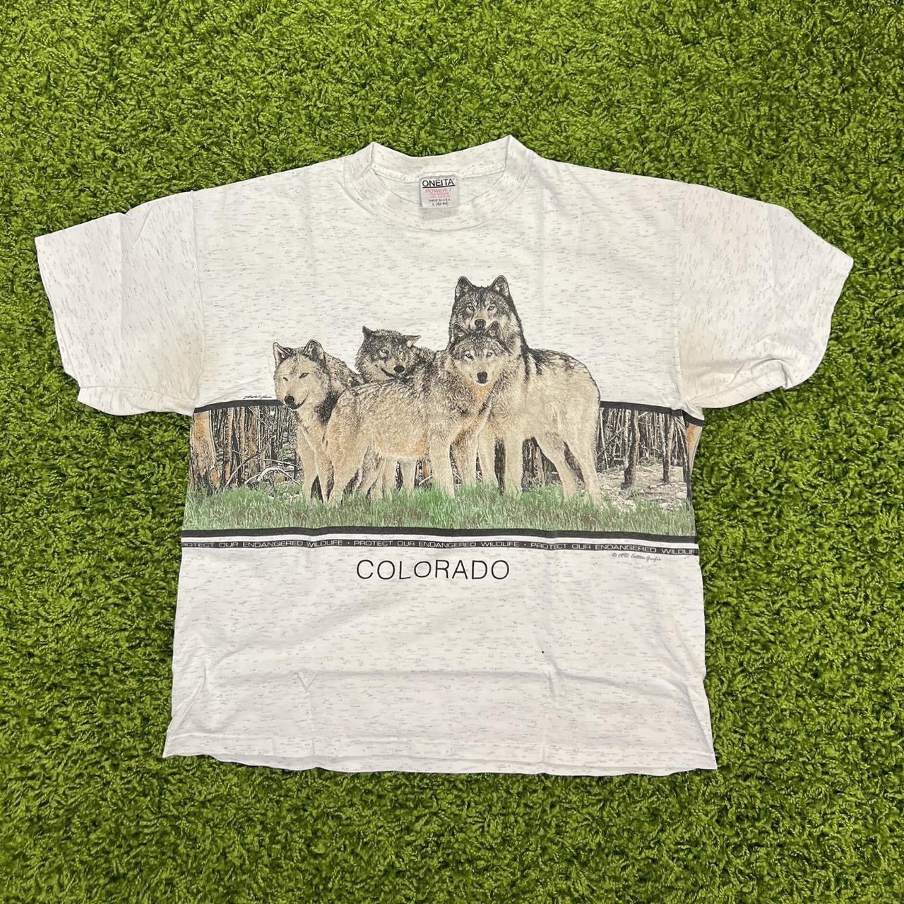 Vintage Vintage Oneita Wolf T-shirt Size L / US 10 / IT 46 - 1 Thumbnail