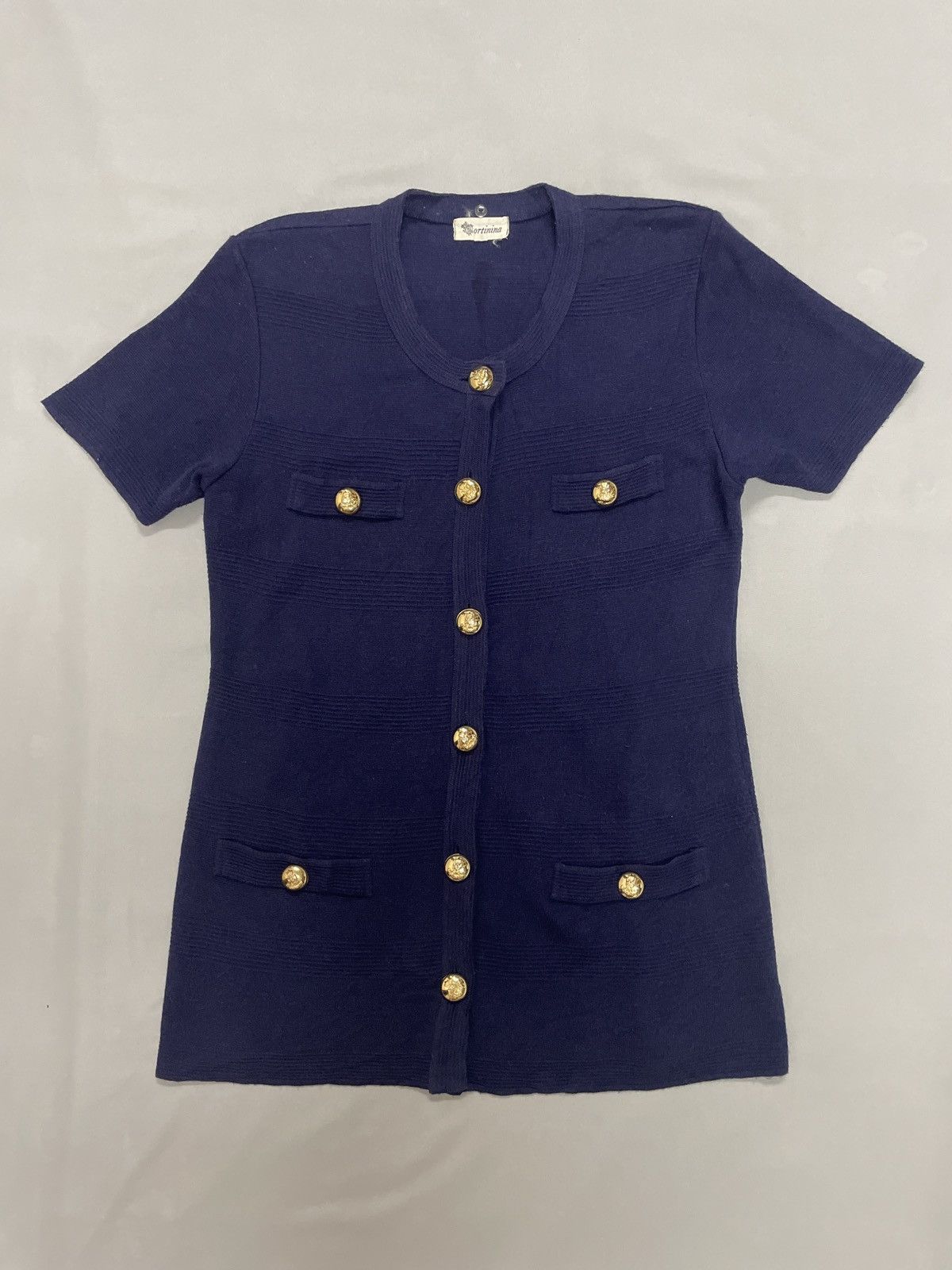 Vintage crew neck short sleeve knit cardigan