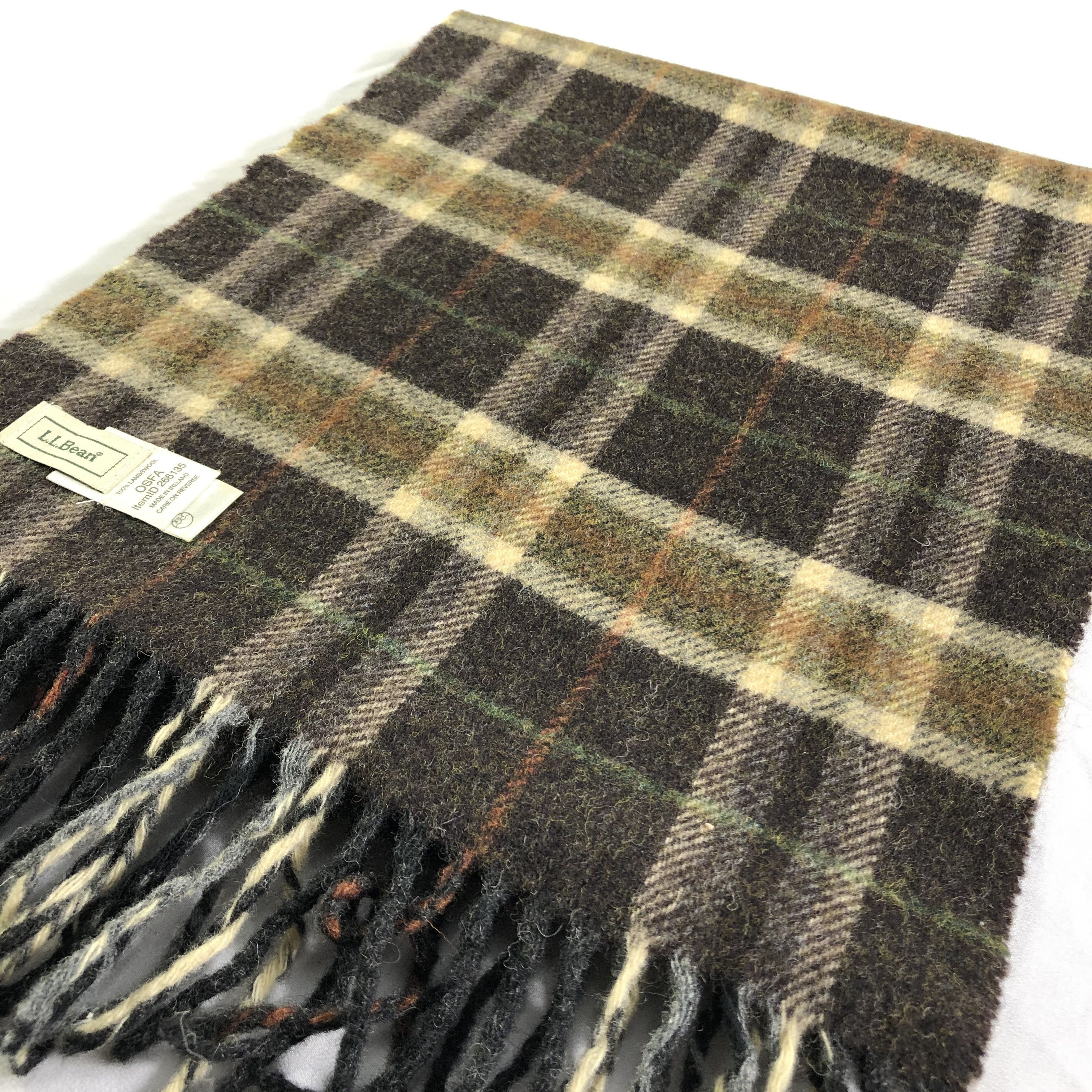 L.L. Bean L.L. Bean Tartan Wool Scarf Muffler Neckwear V2402 Size ONE SIZE - 3 Thumbnail