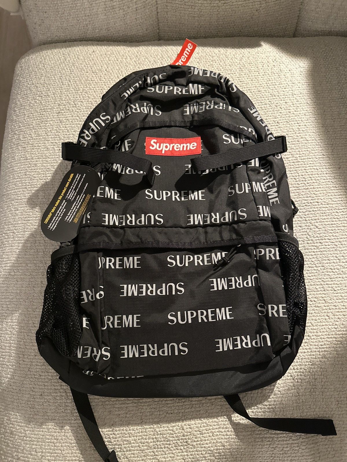 Supreme FW16 Supreme 3M Reflective Repeat Backpack Black Size ONE SIZE - 5 Thumbnail