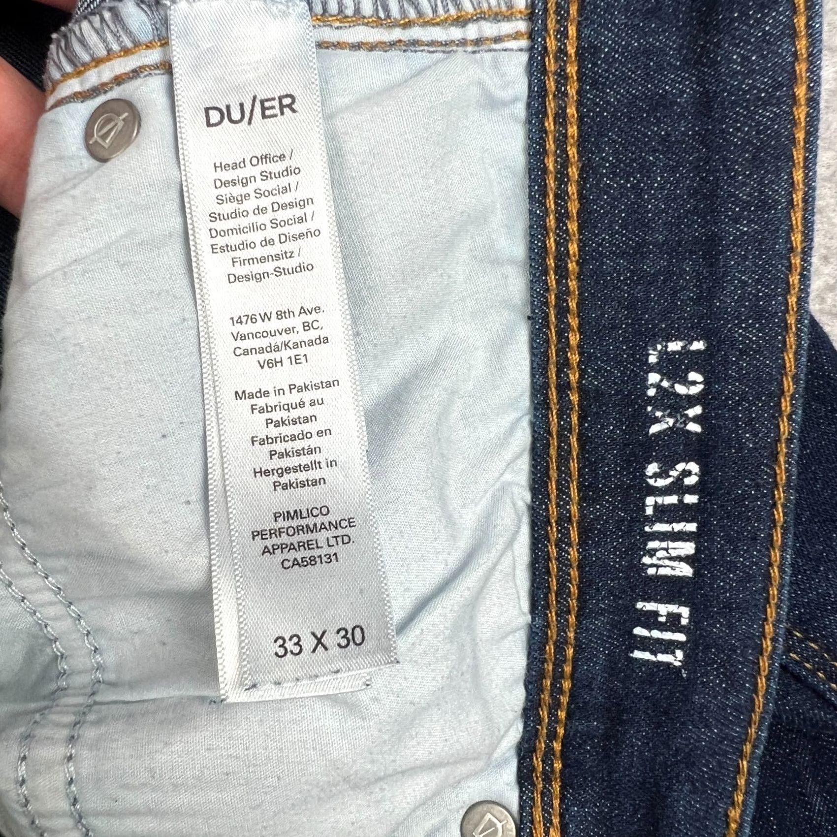 DUER DUER L2X Slim Fit Jeans Stretch Performance Denim 33x30 Mens Blue Pants Size US 33 - 3 Thumbnail