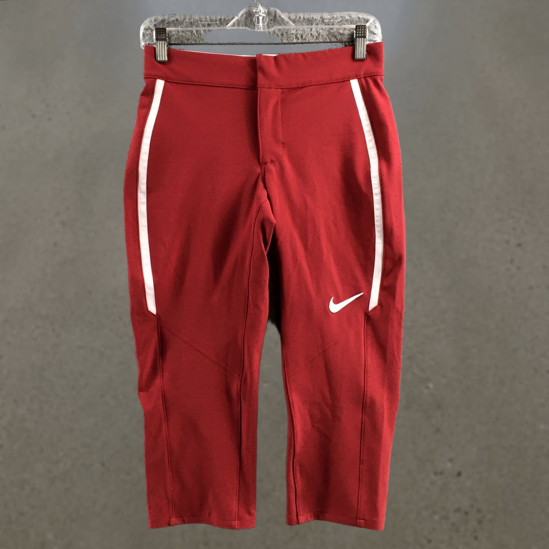 Nike Nike Capri Pants Womens S Red Dri-FIT Athletic Stripe Perforated Polyester Size 28" / US 6 / IT 42 - 1 Thumbnail