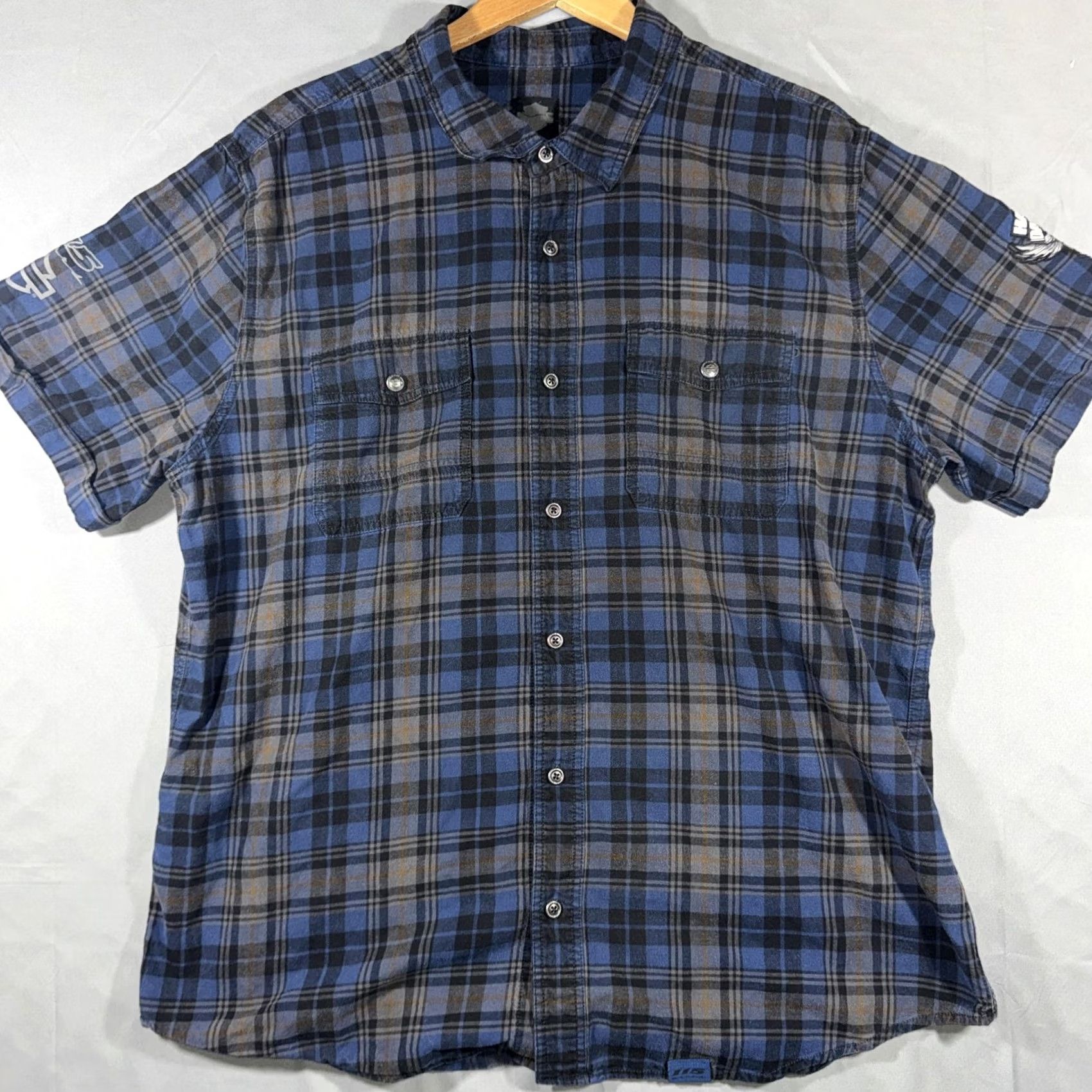 Harley Davidson Harley-Davidson Shirt Men's L Plaid Button-Up Blue Short Sleeve Casual 115th Anniversary Size US L / EU 52-54 / 3 - 2 Thumbnail