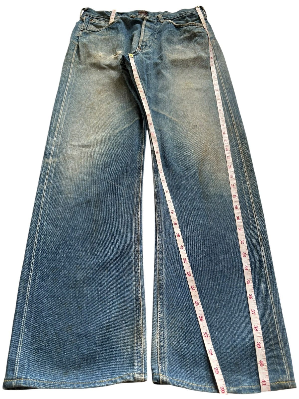Lee Vintage 70s Lee Cowboy Selvedge Mud Wash Baggy Jeans Size US 30 / EU 46 - 13 Thumbnail