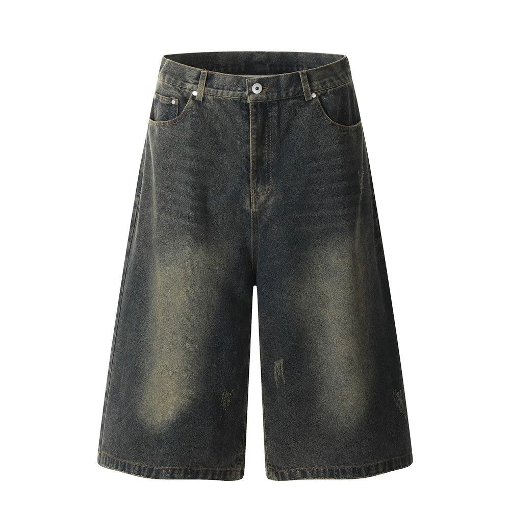 Jean American retro men's washed loose street denim shorts Size US 32 / EU 48 - 1 Thumbnail