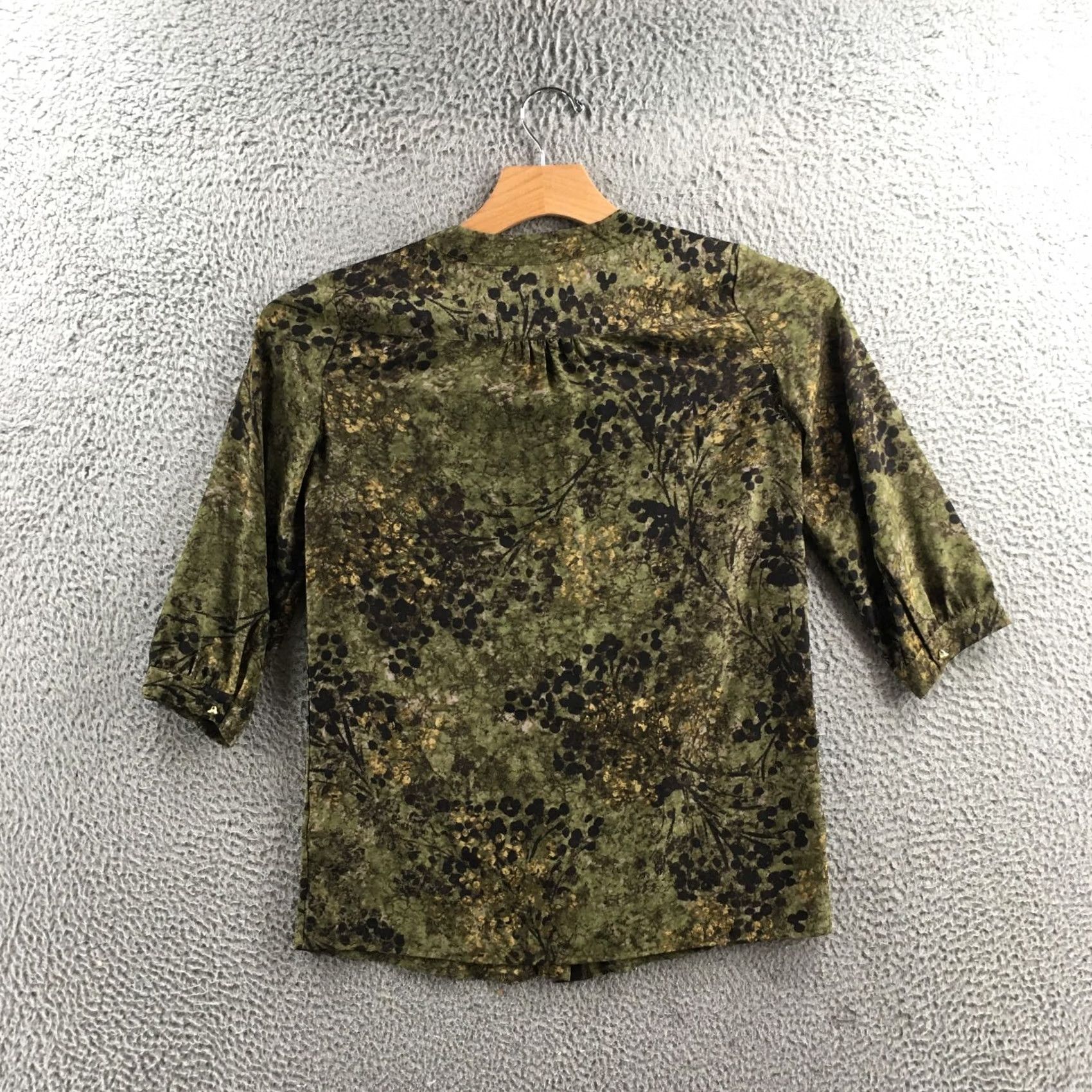 Banana Republic Banana Republic Blouse Womens 0 Green Silk Casual 3/4 Sleeve Pull On Top Size XS / US 0-2 / IT 36-38 - 7 Thumbnail