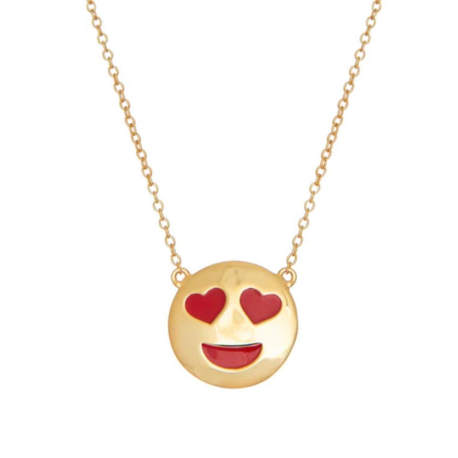 Other New Heart Eyes Emoji Sterling Silver 925 Enamel Pendant Neck Size ONE SIZE - 3 Thumbnail